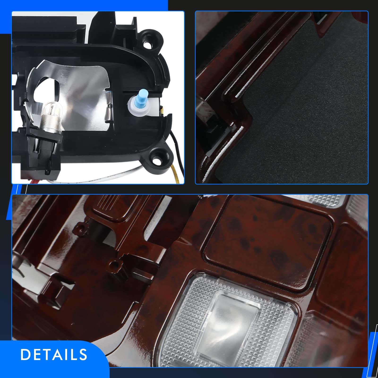 **Dodge Ram 1500 2500 3500 Front LED Overhead Console Assembly (1998-2002) - Cab Interior Dome Light, Reading & Map Lights - Replaces SN96TL2AA, SN94TL2AA, L0021202, 5013609AA (Peach Wood) - Perfect for Night Driving & Interior Illumination**