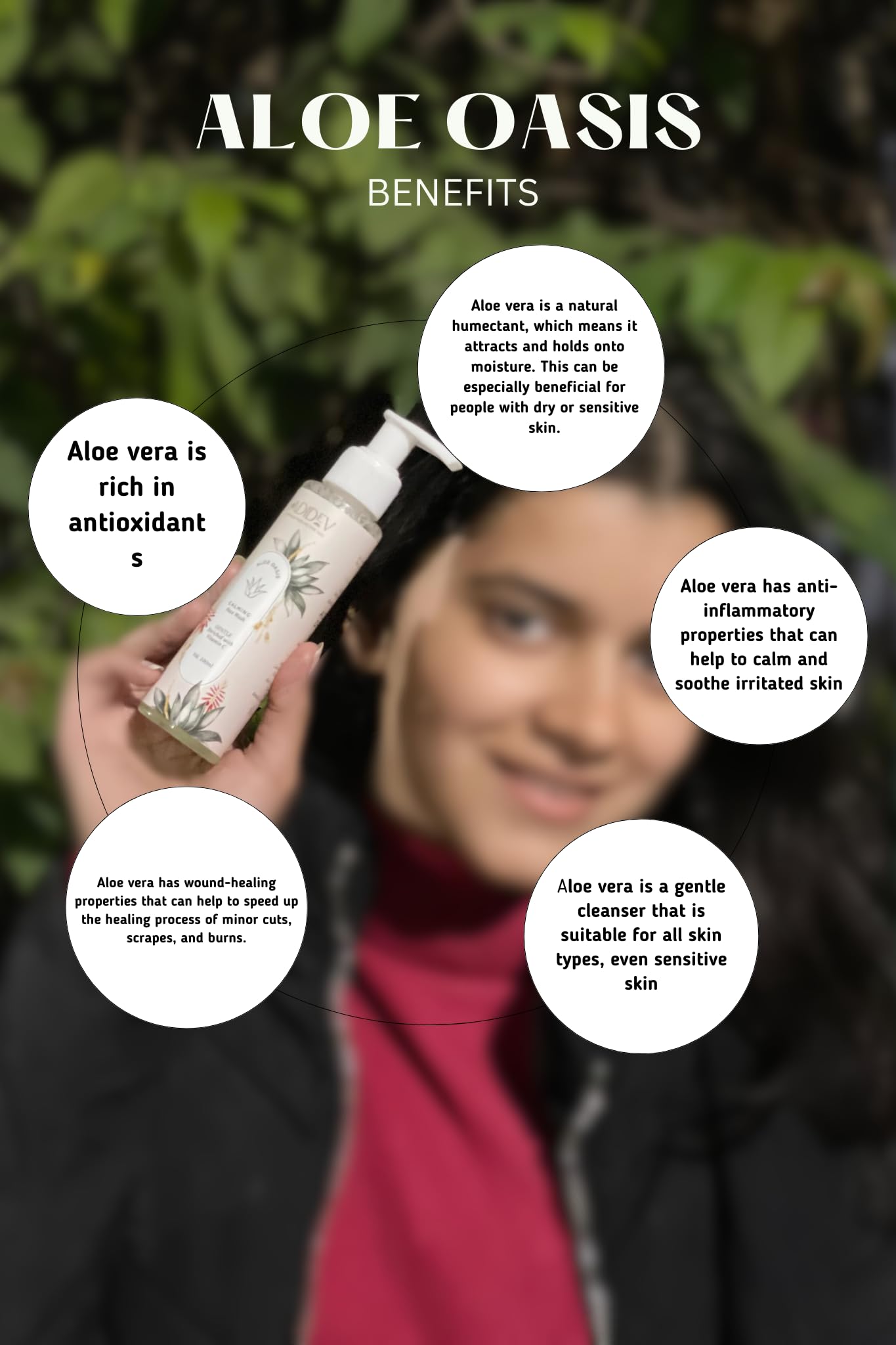 Organic Aloe Vera Face Wash for Acne & Sensitive Skin - Hydrating & Soothing Facial Cleanser for Daily Skincare Routine - Perfect for Morning & Night Use
