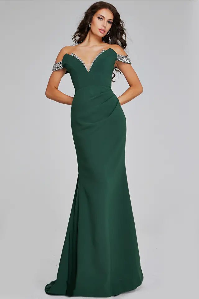 Jovani 42394 Elegant Off Shoulder Gown - Formal Evening Dress for Prom, Wedding & Black Tie Events