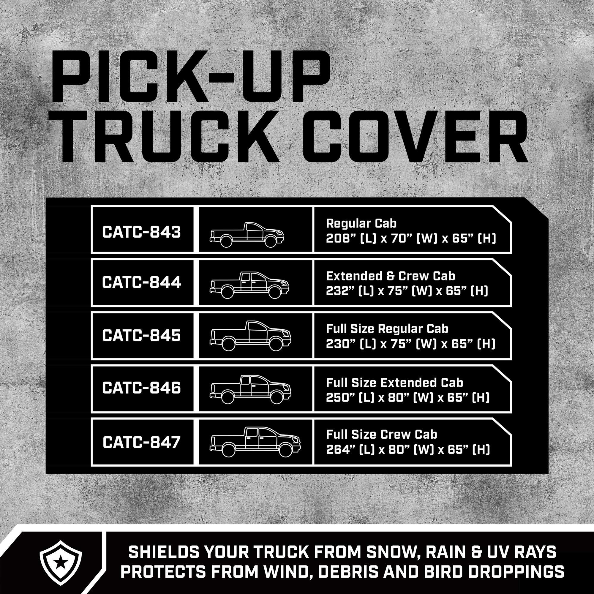 Heavy Duty Waterproof All-Weather Truck Cover for CAT Pick-Up Trucks - Full Exterior Protection for Bed & Cabin - UV Resistant, Dustproof, Rain, Snow & Hail Proof - Fits Full Size Extended Cab 250