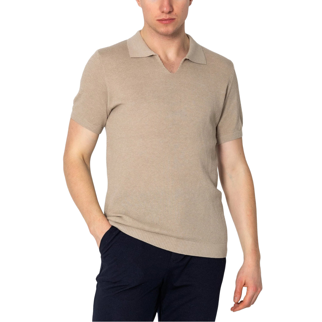 RNT23 Jersey Knit Polo Shirt in Stone - Comfortable & Stylish Men's Casual Wear for Office, Golf & Everyday Outfits