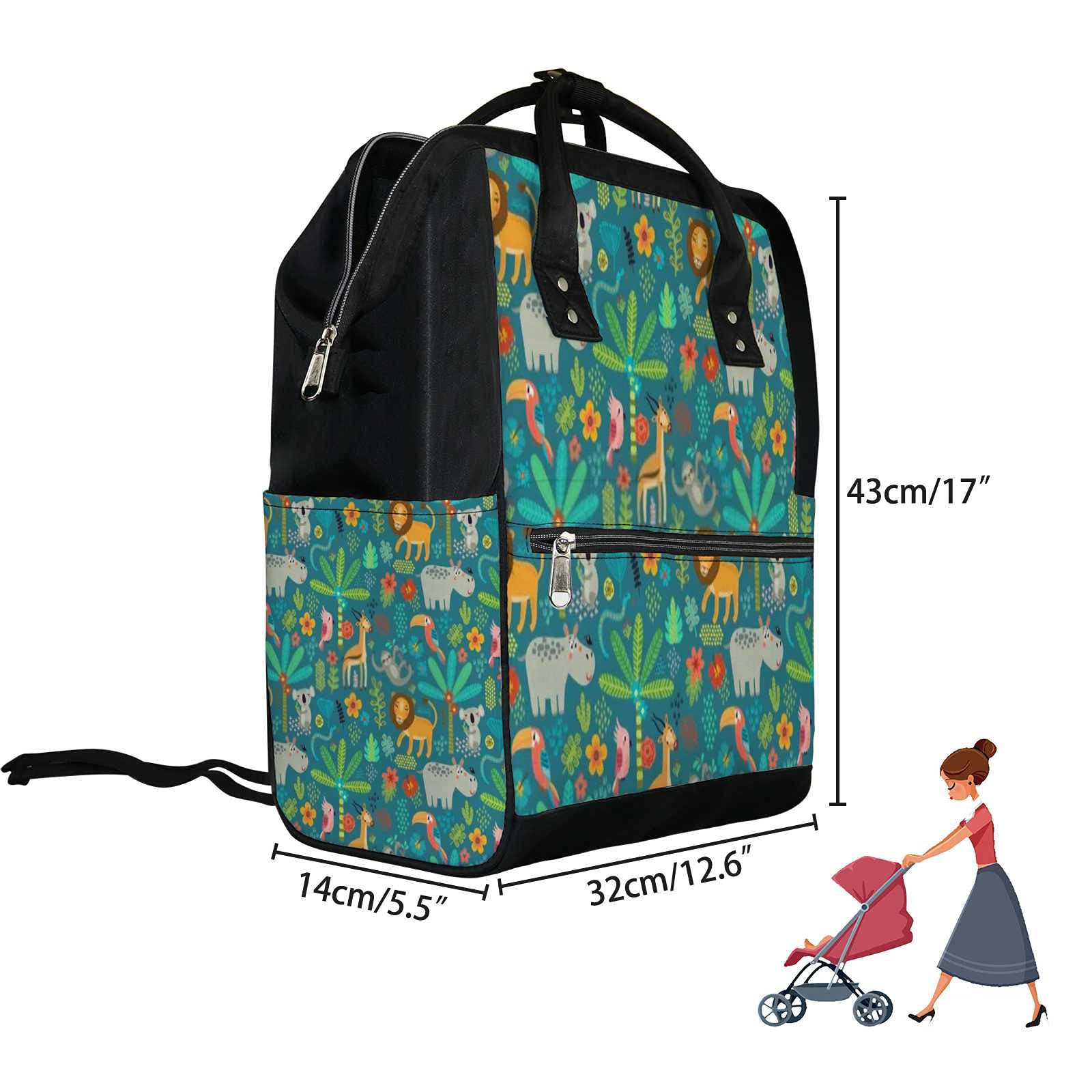 Waterproof Jungle Animal Diaper Backpack - Cute Cartoon Kawaii Baby Nappy Changing Bag with Large Capacity | Durable Travel Backpack for Women & Men | Perfect for Daycare, Outings & Family Trips