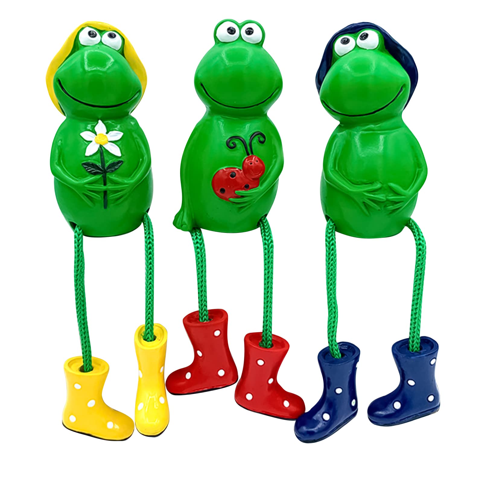 3pcs Hanging Frog Garden Statue - Resin Handmade Frog Decor for Outdoor & Indoor - Cute Frog Figurines for Yard, Patio, Pond - Perfect Garden Ornament & Home Decoration