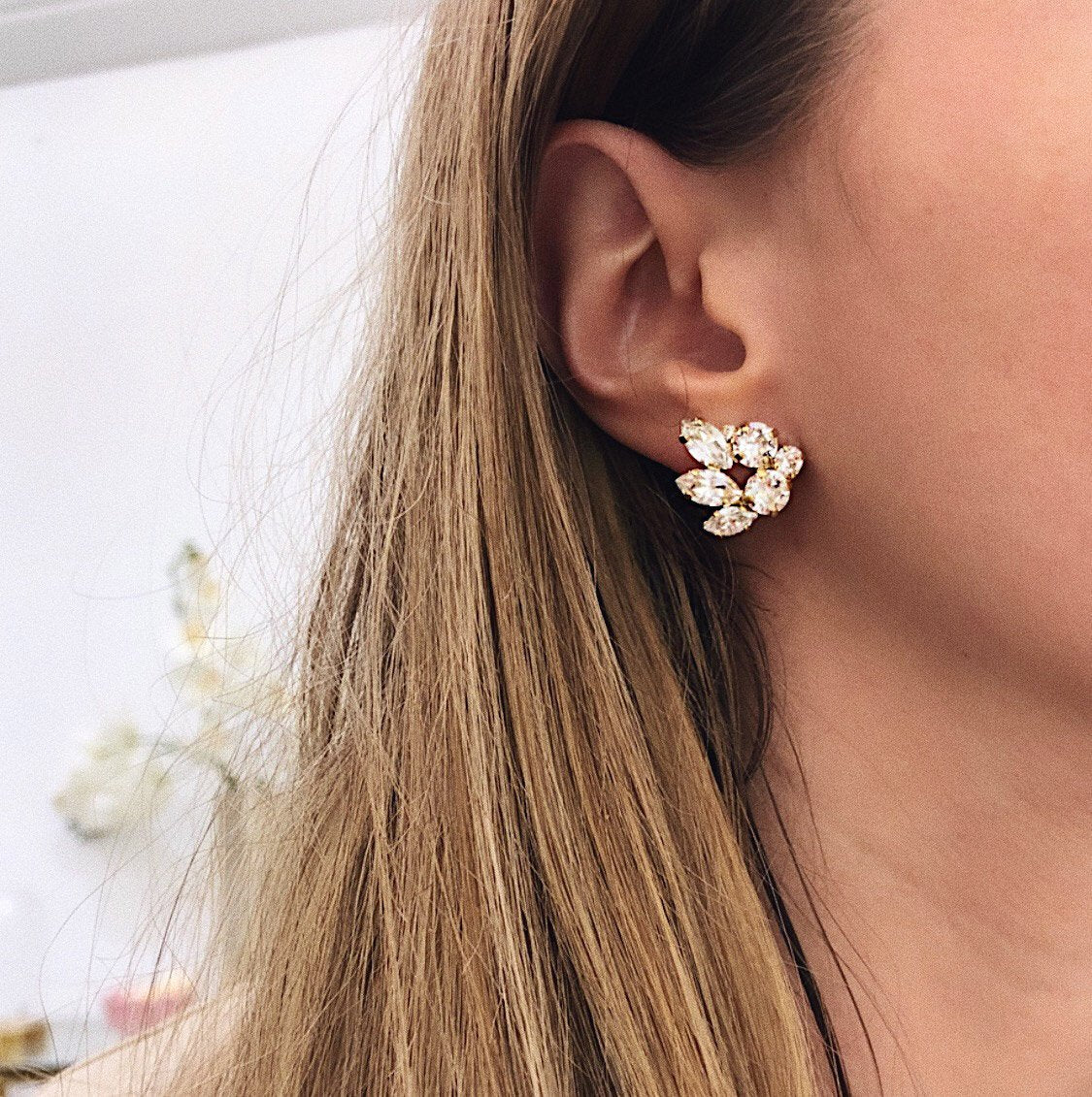Elegant Crystal Earcuffs for Women - Boho Chic Gold Plated Ear Cuffs for Parties, Weddings & Special Occasions
