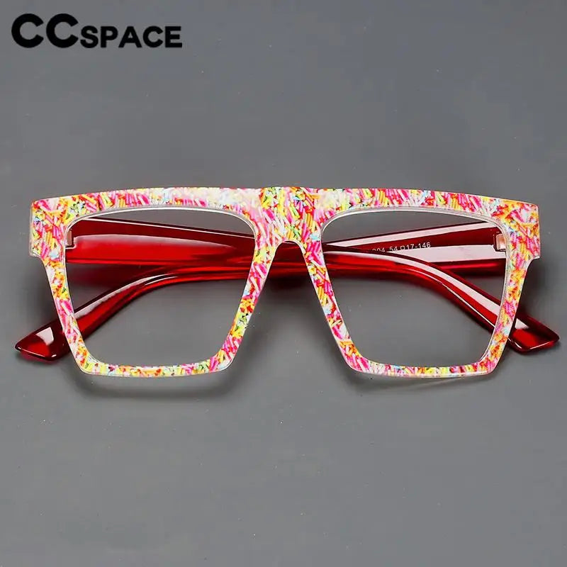 CCspace Women's Full Rim Plastic Large Square Reading Glasses R57093 - Fashionable & Lightweight Eyewear for Reading, Working & Computer Use