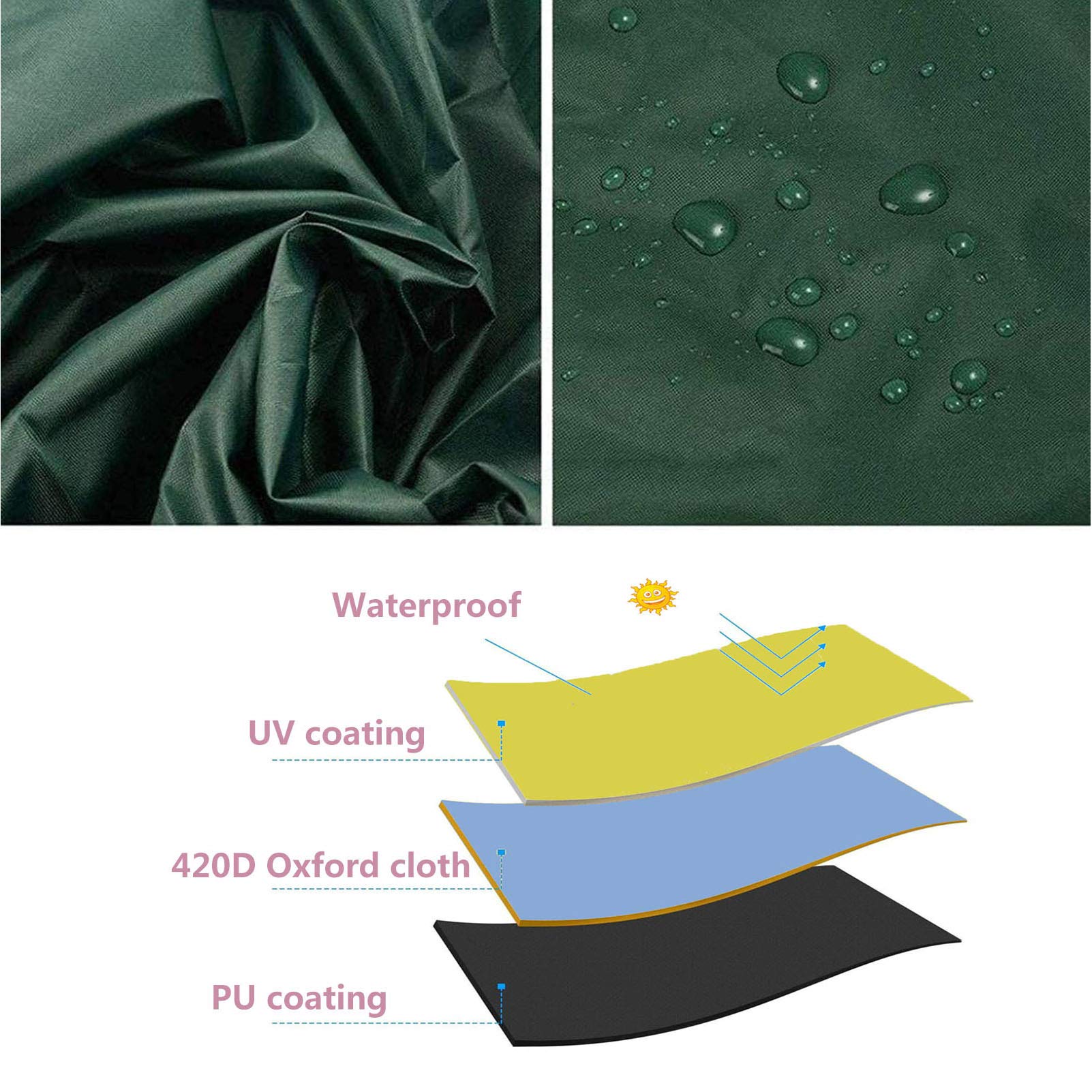 60x60x30in Waterproof Square Garden Table Cover - Heavy Duty 420D Oxford Fabric Outdoor Furniture Cover - Windproof & Anti-UV Patio Table Protector - Perfect for Backyard, Deck, and Poolside Use
