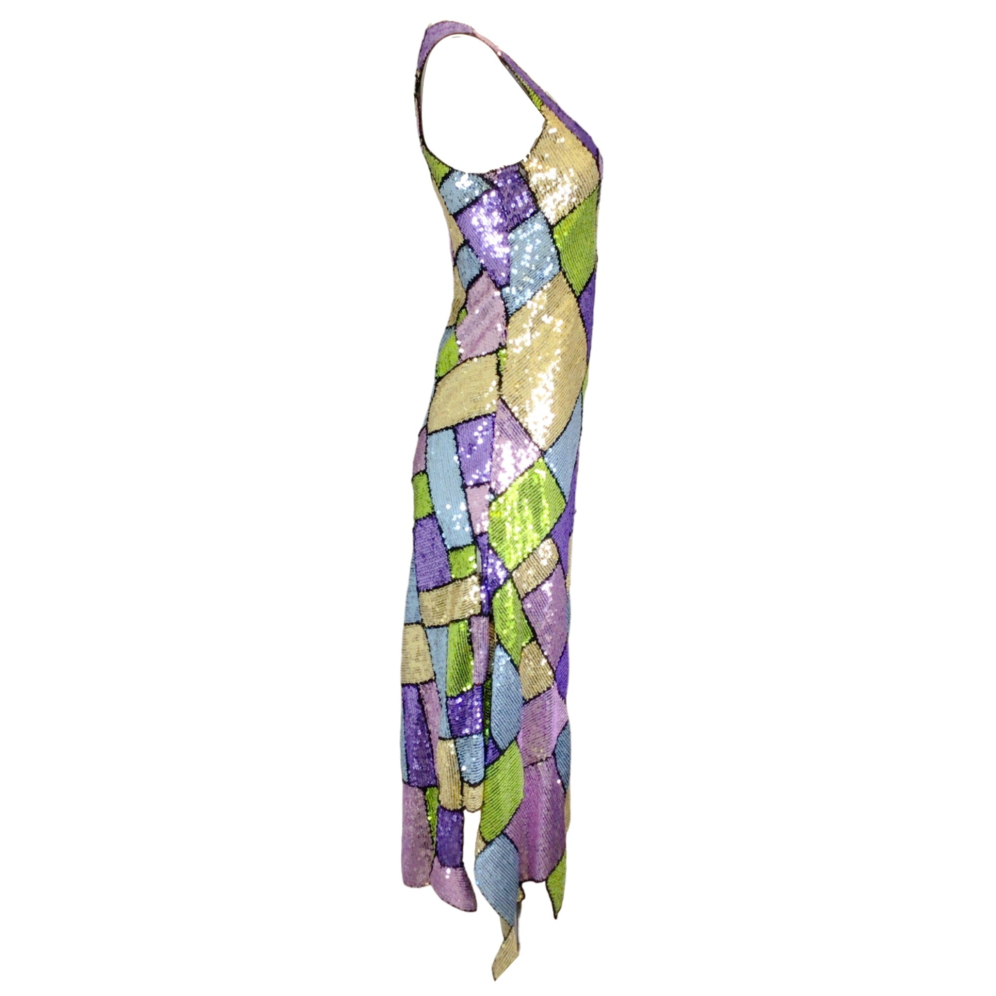 Prabal Gurung Women's Multicolored Sequined Sleeveless Midi Dress for Party, Wedding & Special Occasions