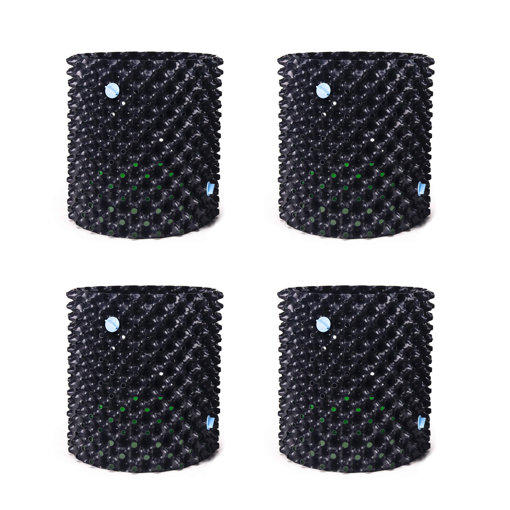 Superoots THAP5 3.6 Gallon/13.8 Liter Plant Pots - 4 Pack Black with Green Base for Seed Starting, Plant Propagation & Indoor/Outdoor Gardening