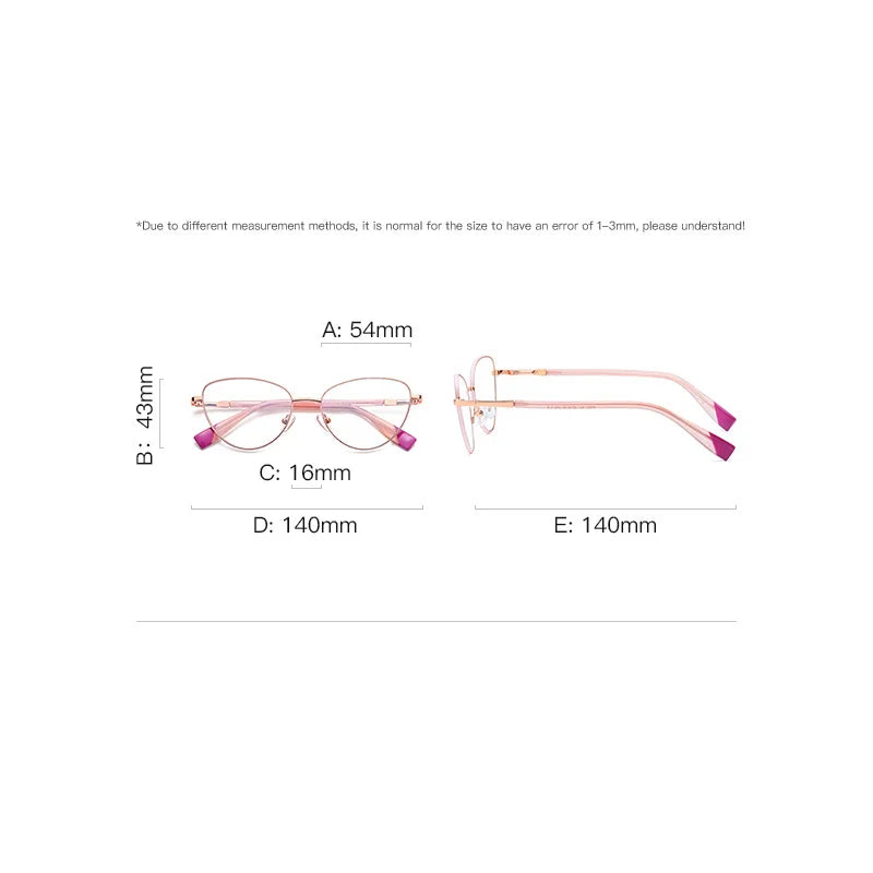 Brightzone Women's Full Rim Oval Cat Eye Eyeglasses 743020 - Lightweight Alloy Frame for Reading, Work & Fashion - Trendy Retro Style for Everyday Wear