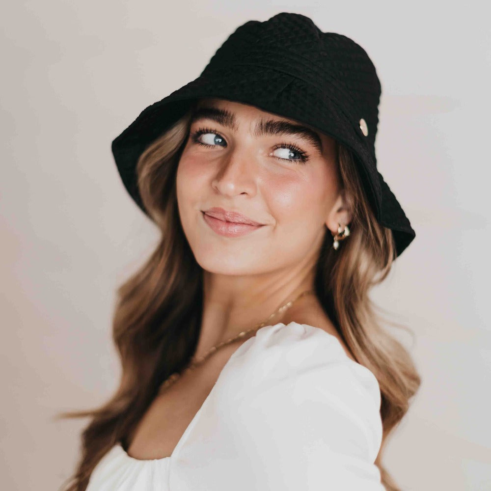 Frankie Quilted Bucket Hat for Women - Stylish Sun Protection Summer Hat with Adjustable Chin Strap - Perfect for Beach, Hiking, and Outdoor Activities
