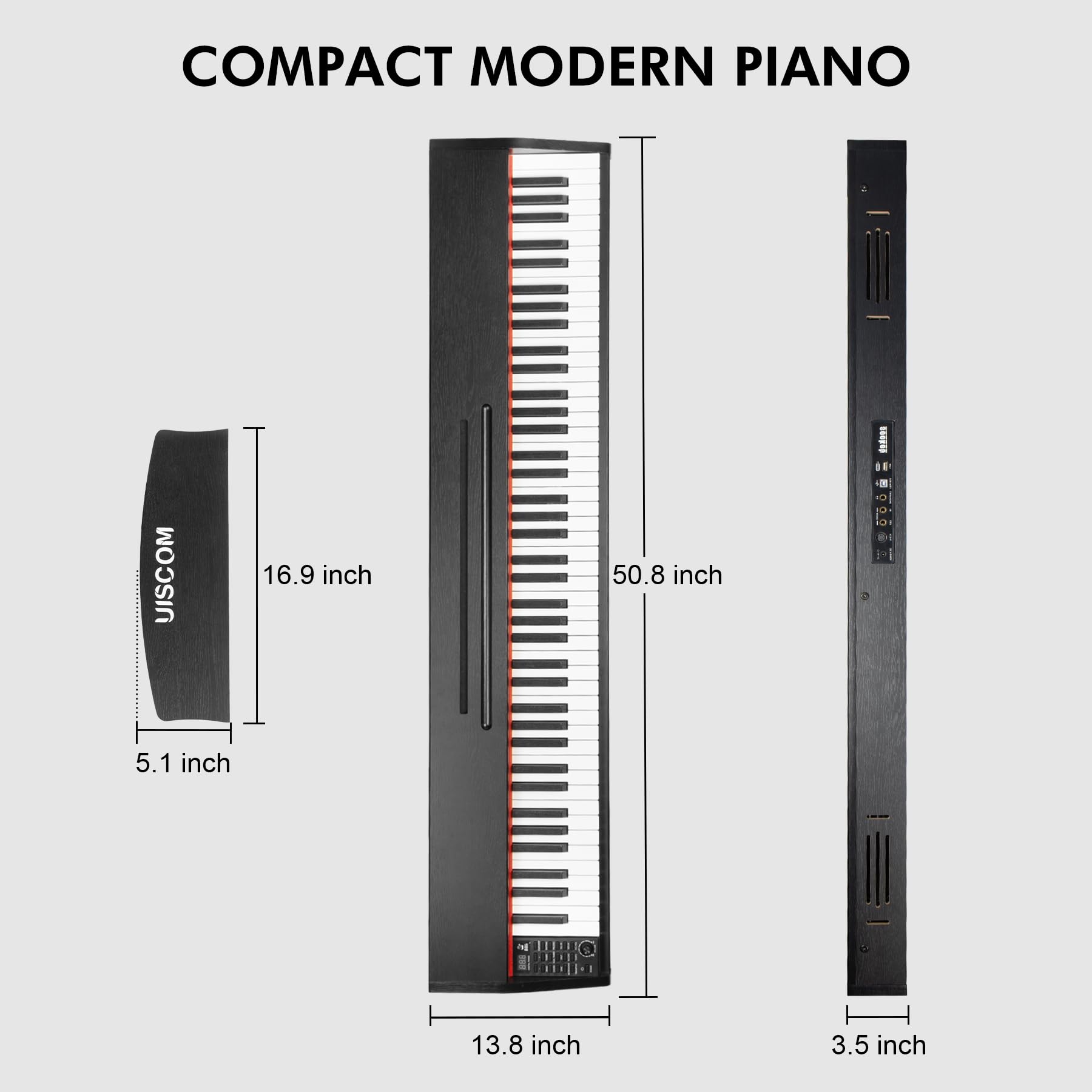 88-Key Digital Piano Keyboard for Beginners - Full Size Semi-Weighted Electric Piano with Music Stand, Sustain Pedal, Headphones & Power Adapter - USB MIDI Compatible Wood Grain Black Keyboard - Perfect for Home Practice, Music Lessons & Studio Recording