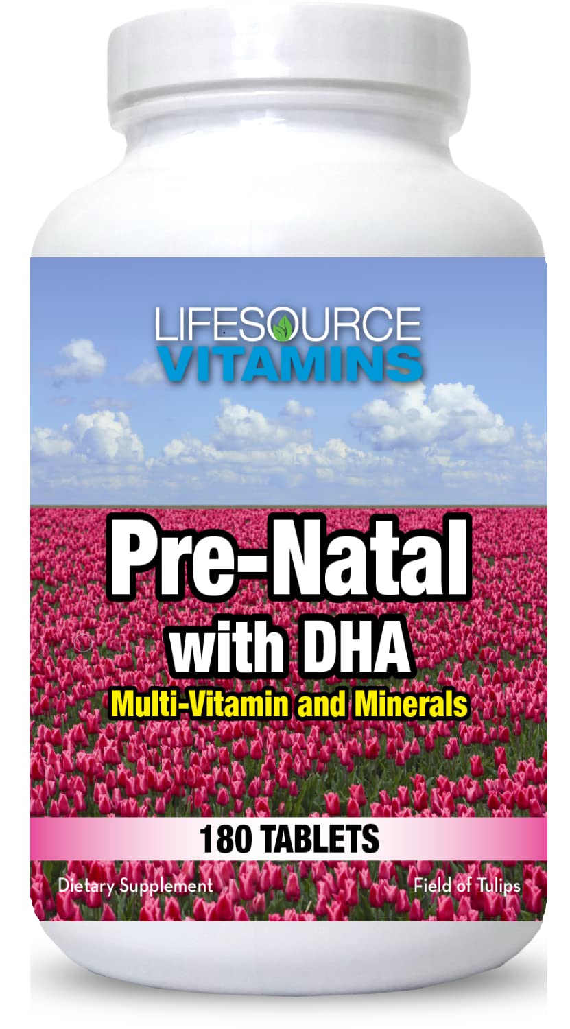 LifeSource Prenatal Multivitamins with DHA & Essential Minerals - 180 Tablets for Mom & Baby Health | Supports Healthy Pregnancy, Fetal Development & Postpartum Recovery