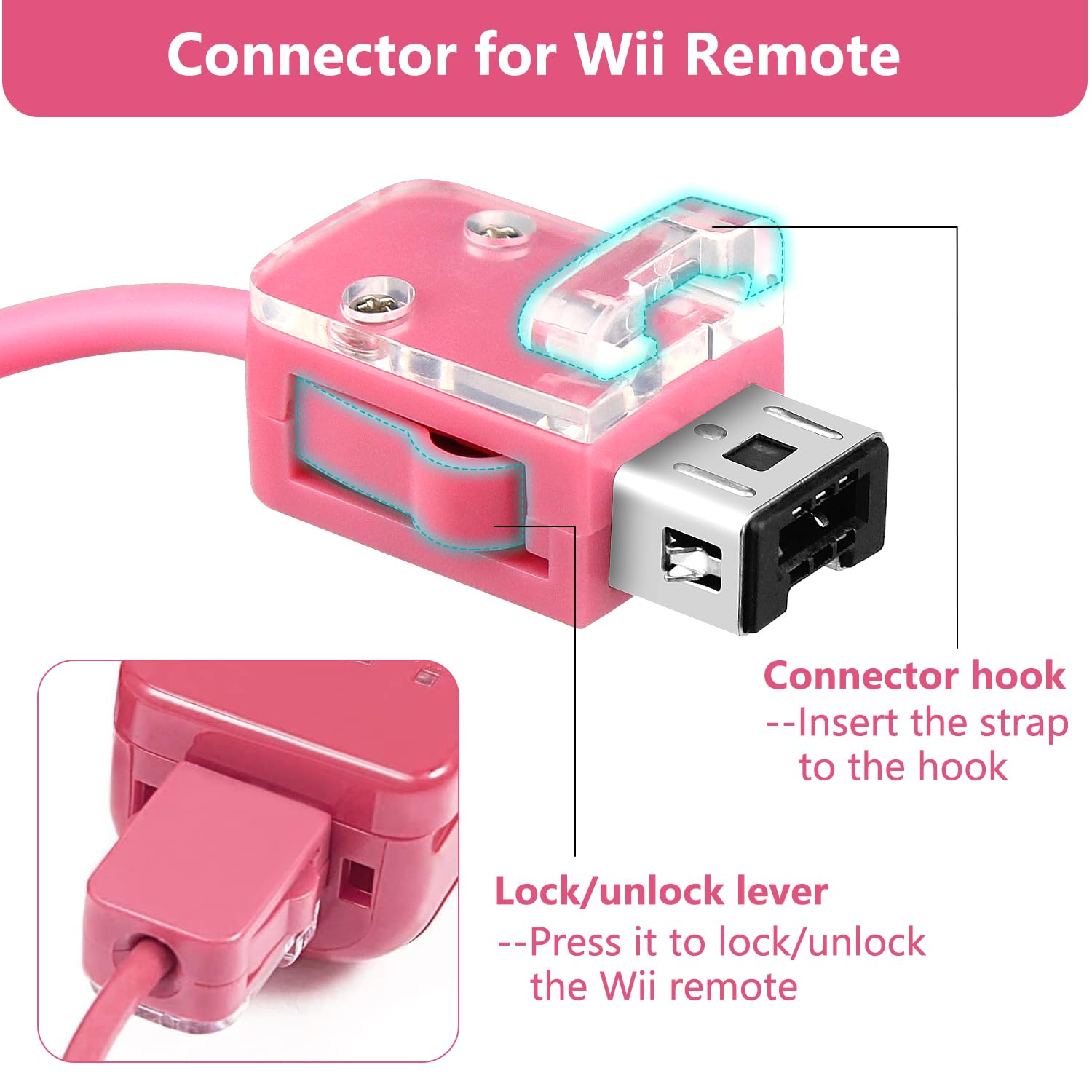 OSTENT Motion-Sensing Wired Nunchuk Controller for Nintendo Wii - Pink Gaming Accessory | Perfect for Wii Sports, Mario Kart & Family Game Nights