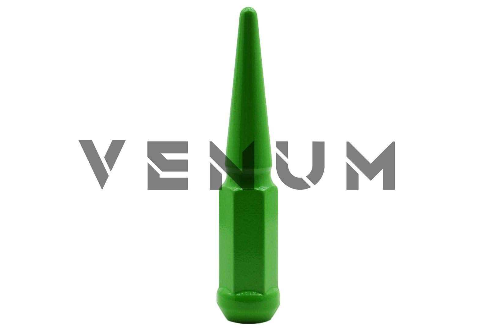 Venum 32-Pc Gloss Lime Green Spike Lug Nuts - M14x1.5 for Ford F-250/F-350 Wheels | Off-Road & Custom Car Accessories