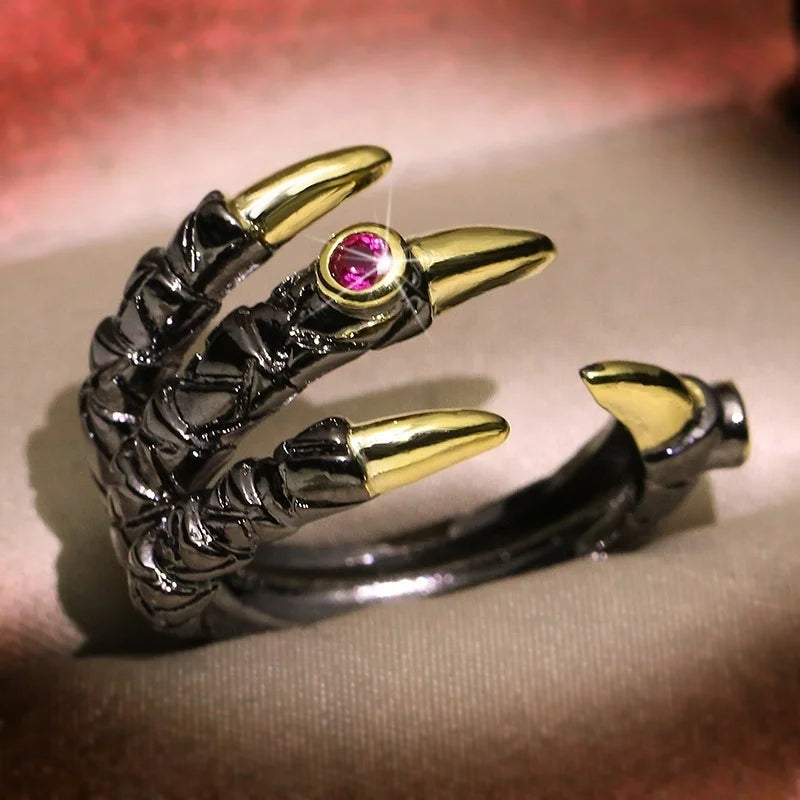 Dragon Claws Ring for Men - Gothic Punk Jewelry with Stainless Steel Band - Perfect for Cosplay, Halloween, and Alternative Fashion