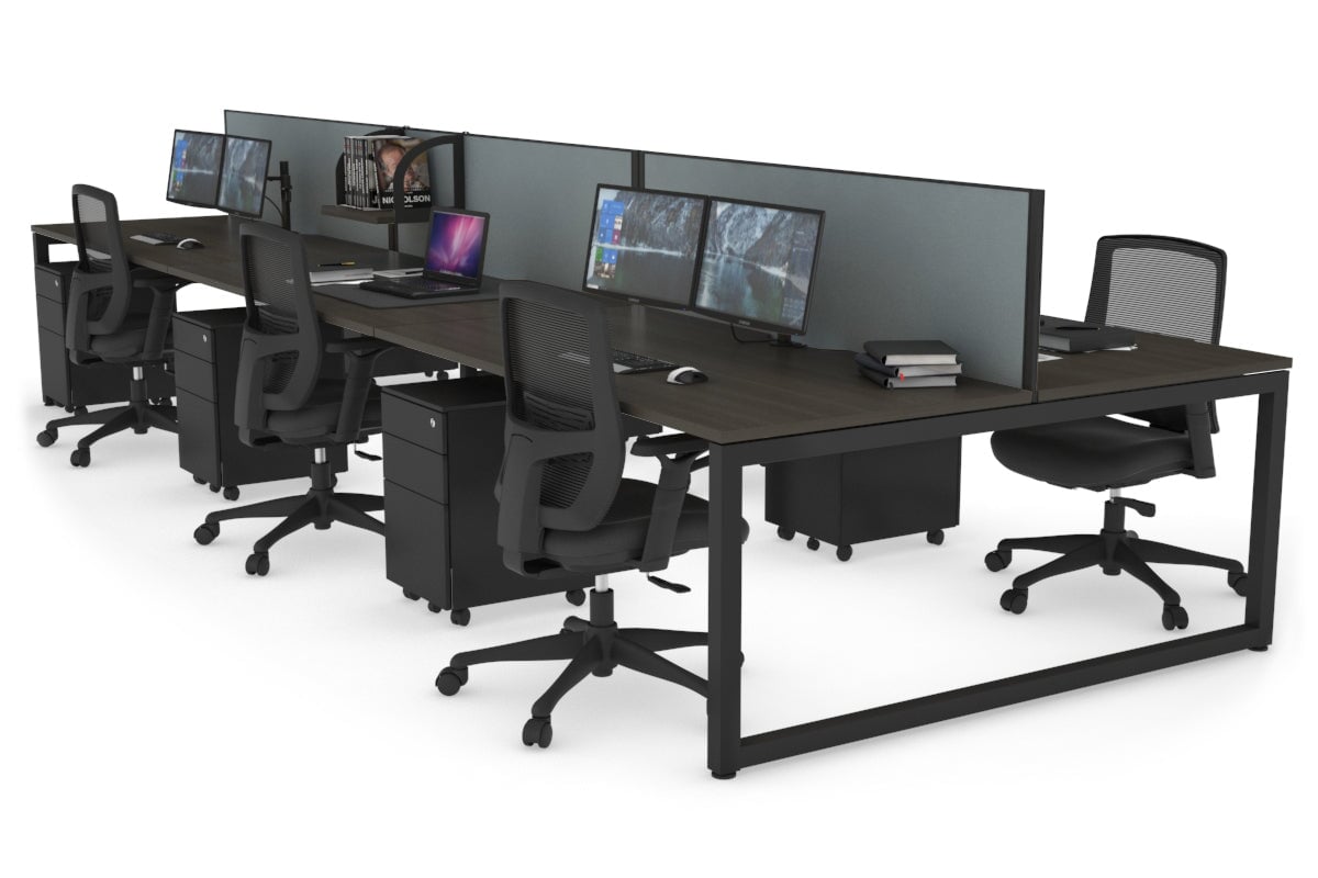 Quadro Loop Legs 6-Person Office Workstation - 1400L x 800W with Cable Management - Perfect for Open Office Layouts & Collaborative Workspaces