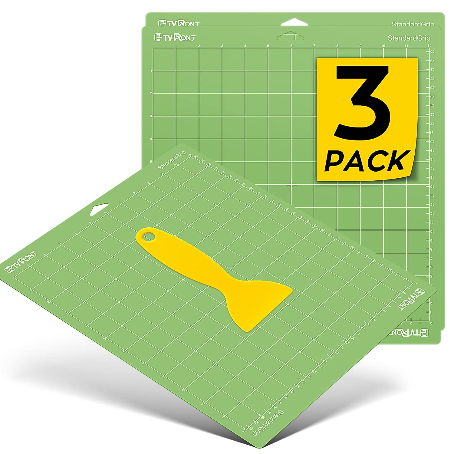 HTVRONT Standard Grip Cutting Mat 12x12 - 3 Pack for Cricut Maker 3, Maker, Explore 3, Air 2, One - Self-Healing Quilting Mats with Adhesive Surface - Perfect for Vinyl Cutting, Paper Crafts, Scrapbooking & DIY Projects