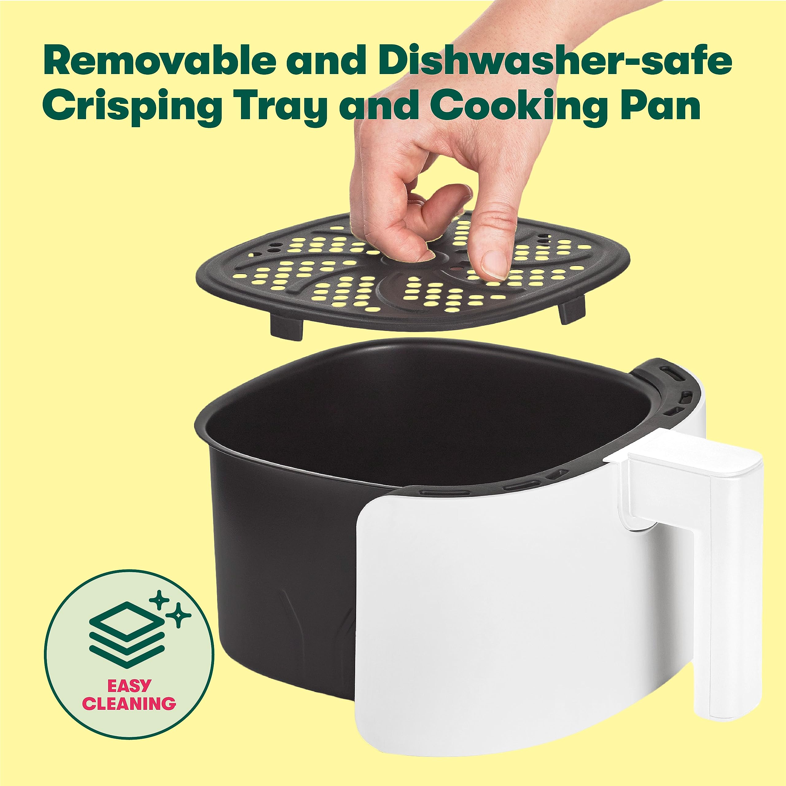 BELLA 3 Qt Manual Air Fryer Oven - 5-in-1 Multicooker with Removable Nonstick Basket & Dishwasher Safe Crisping Tray | 1400W Powerful Heating System | Matte White | Perfect for Healthy Cooking, Meal Prep & Family Dinners