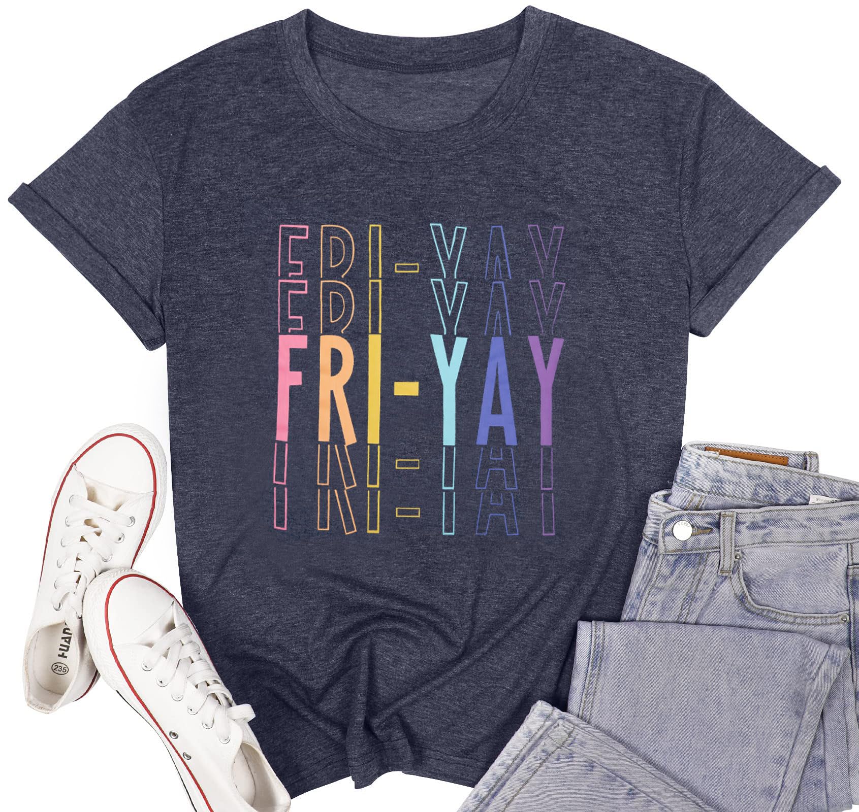 Funny Friday T-Shirt for Women - Cute Fri-Yay Teacher Gift Tee - Happy Weekend Day Shirt - Perfect for Casual Fridays, Classroom Celebrations & Weekend Outings