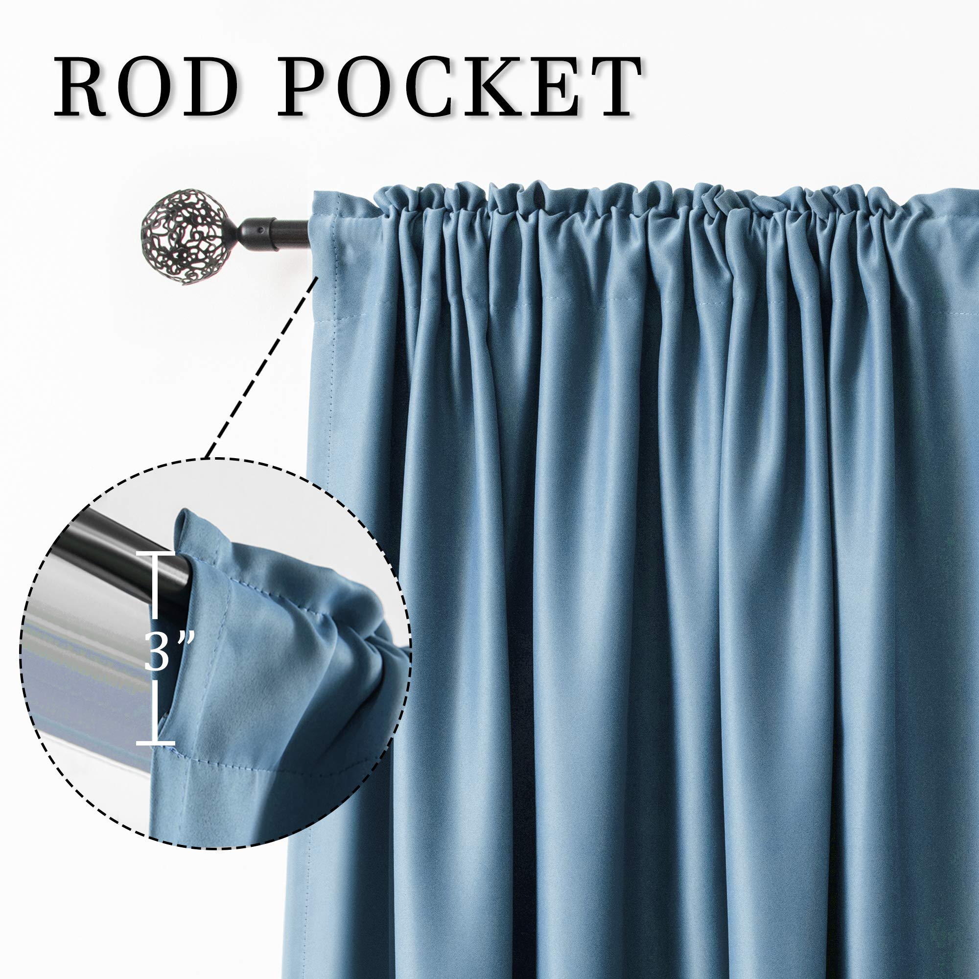 Dualife Light Dusty Blue Blackout Curtains - 45 Inch Length Thermal Insulated Soundproof Window Panels for Bedroom & Living Room (Set of 2, 54x45 Inches) | Perfect for Small Windows, Home Theater & Noise Reduction