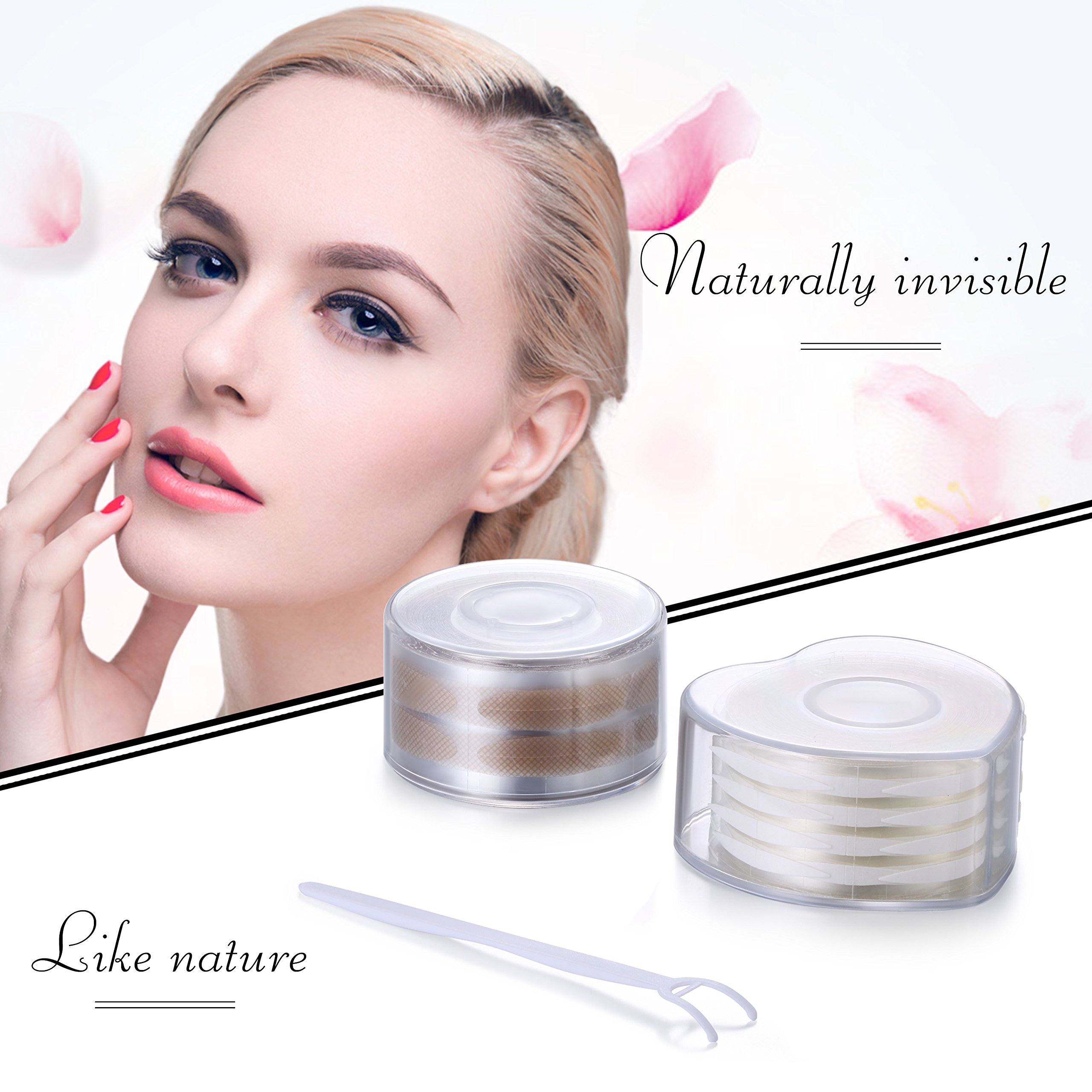 Natural Waterproof Eyelid Tape - Invisible Single & Double Eyelid Stickers for Asian Eyes | Adhesive Lash Fiber Glue Tapes for Bigger Looking Eyes | Perfect for Makeup, Cosplay & Everyday Use