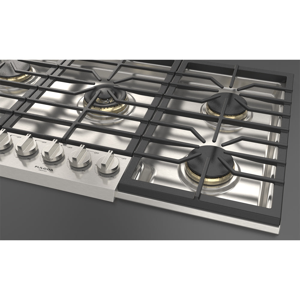 Fulgor Milano 36 Inch 600 Series 5-Burner Gas Cooktop in Stainless Steel (F6PGK365S1) - Perfect for Modern Kitchens & Professional Cooking