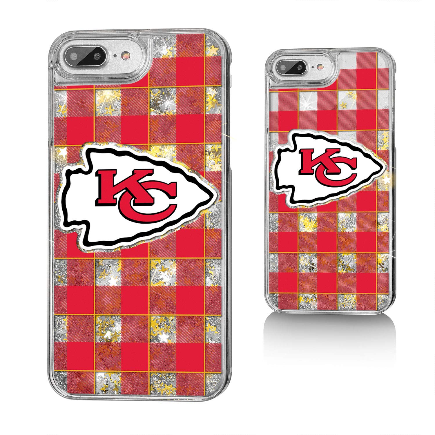 Kansas City Chiefs iPhone Case - Plaid Glitter Design for iPhone 11/12/13/14 Pro Max - Protective Football Team Phone Cover for Chiefs Fans (Perfect for Game Day & Tailgating)