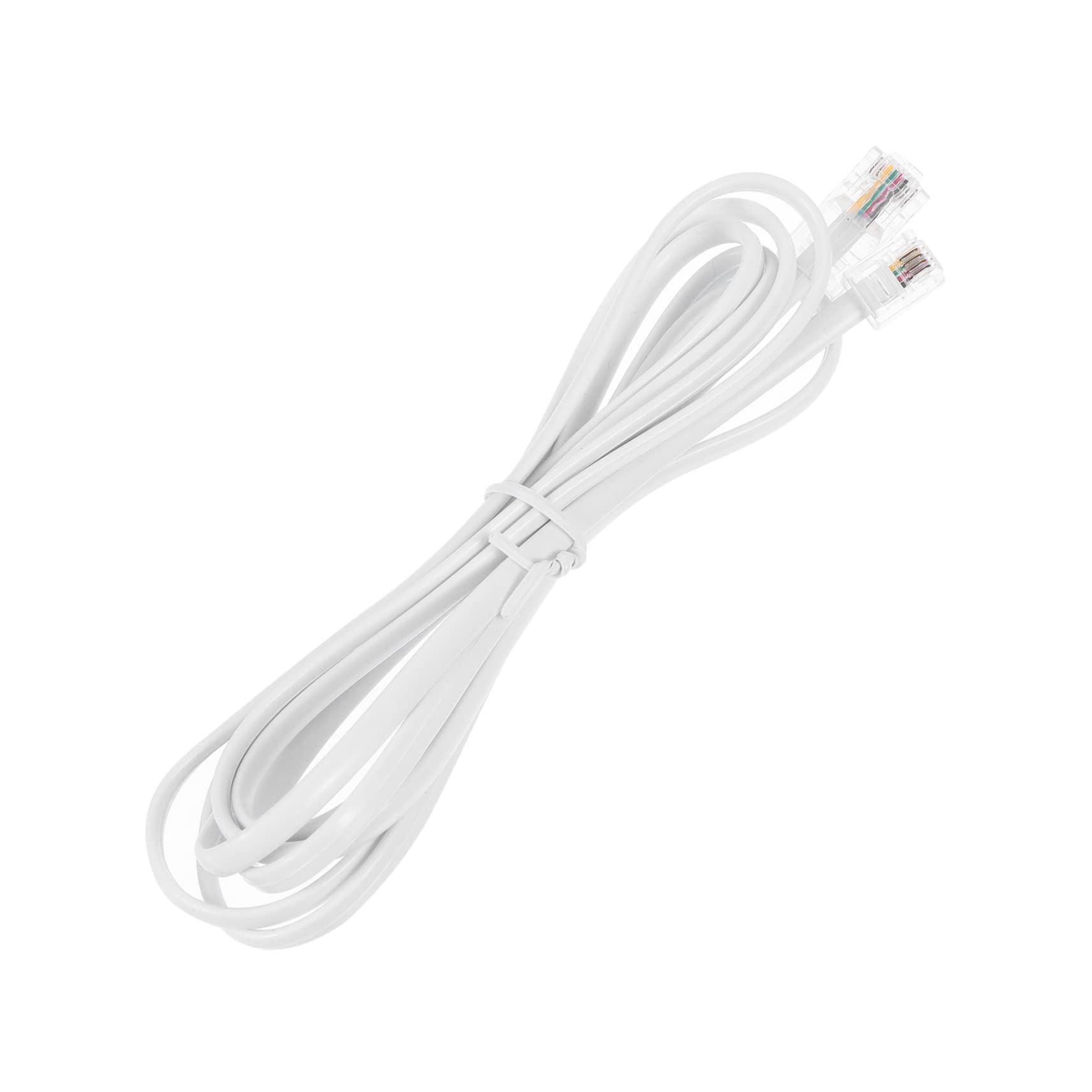 **Mikikit 4-Pack White RJ11 to 6P4C to 8P8C Phone Line Extension Cable - Pure Copper Wires, Thick Plate for Landline Phones, Fax Machines & Office Use**