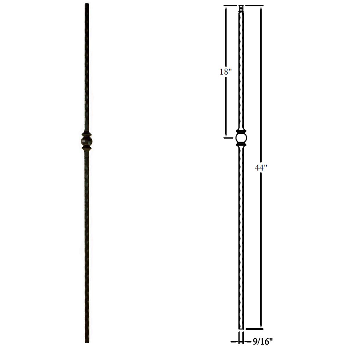10-Pack Single Forged Ball Hammered Metal Balusters - 9/16
