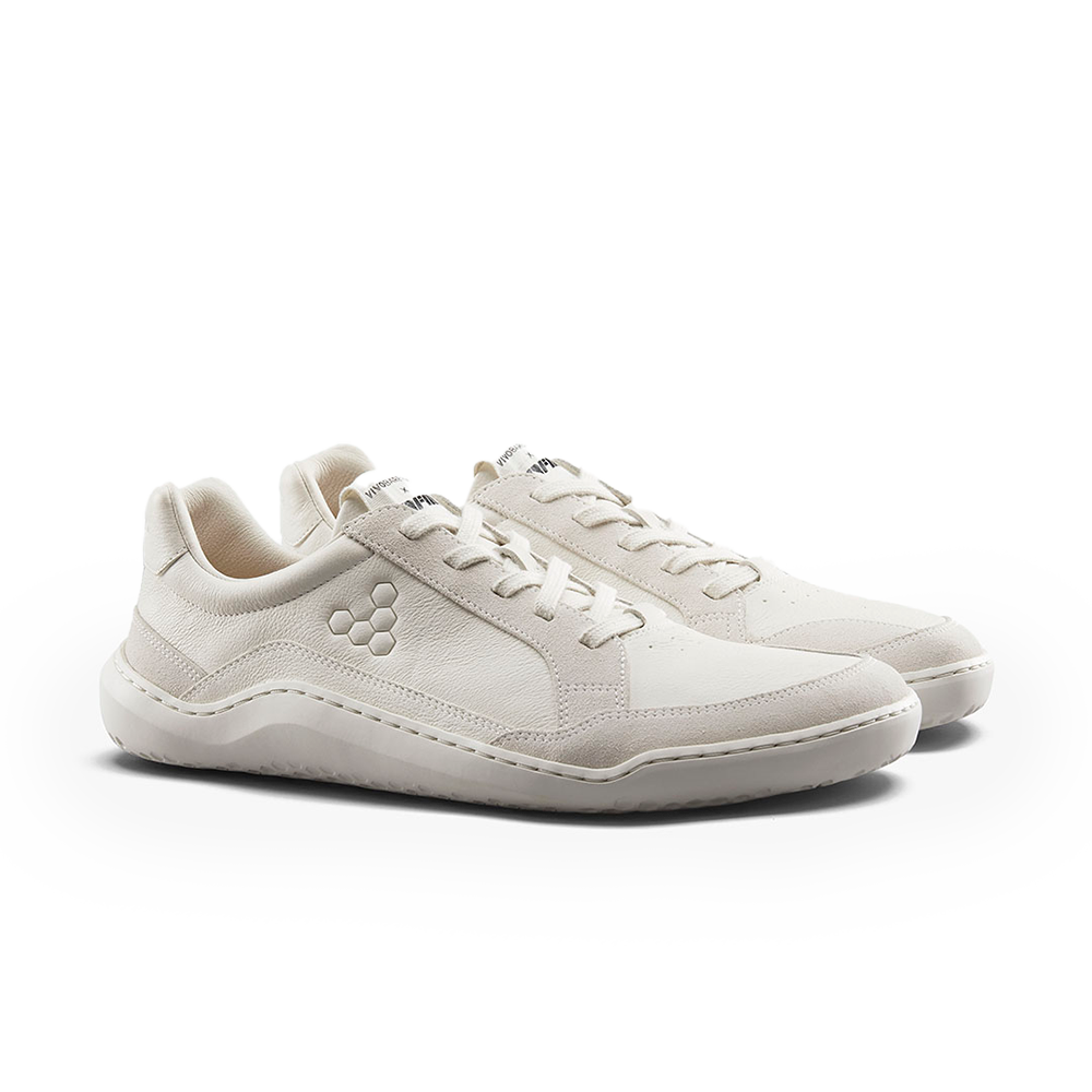 Vivobarefoot Gobi II Men's Premium Leather Sneakers - Breathable & Lightweight Walking Shoes for Outdoor Activities & Casual Wear (Vaporous Grey)