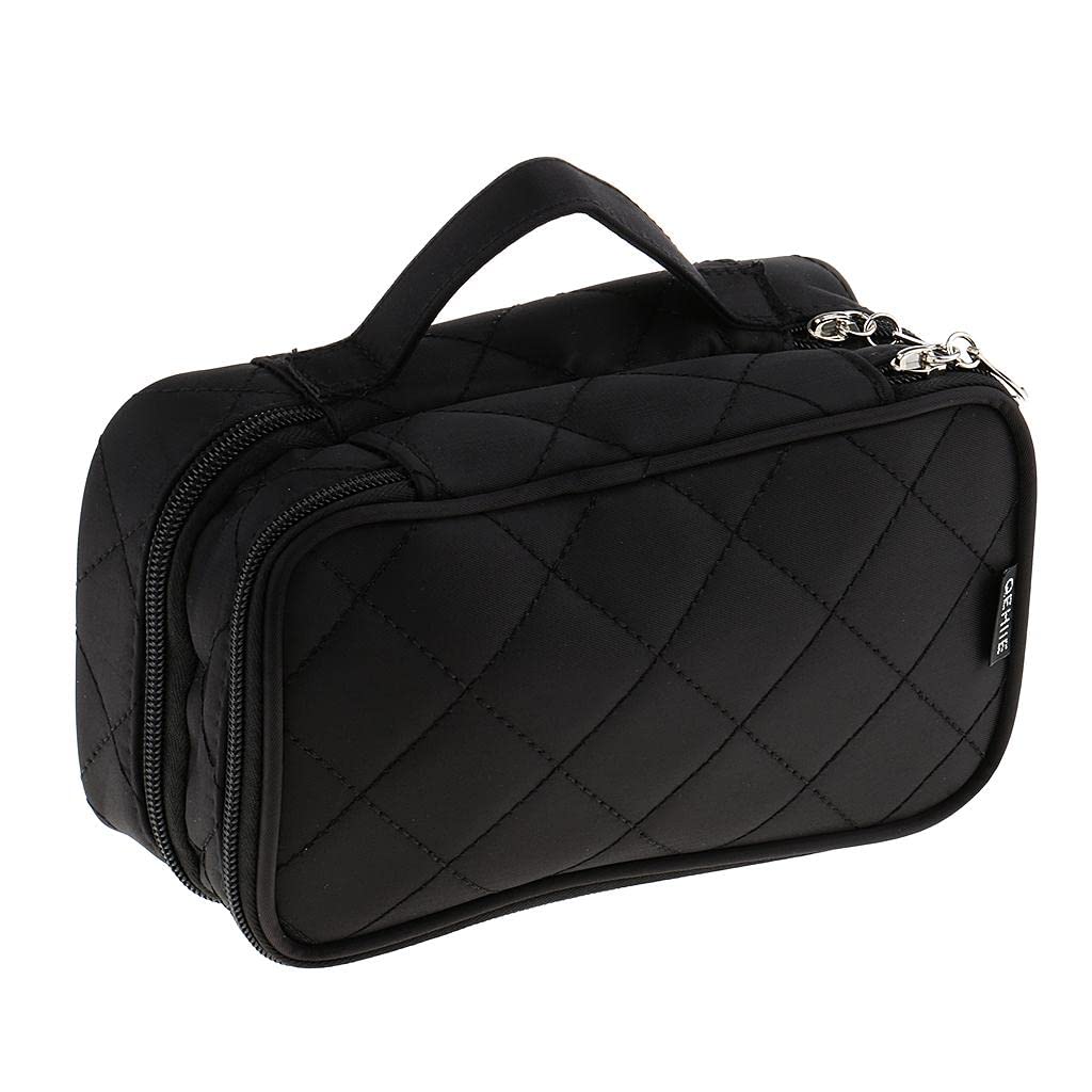 Losa 2-Layer Waterproof Travel Cosmetic Bag - Makeup Organizer & Toiletry Pouch for Women (Black) | Perfect for Vacation, Gym, Business Trips & Daily Essentials Storage