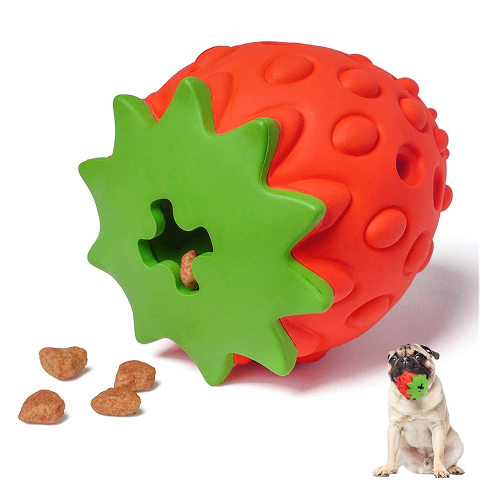 FEGOCLT Natural Rubber Strawberry Shaped Dog Chew Toys - Durable, Eco-Friendly Puppy Chewing Toy for Small, Medium & Large Dogs - Food Dispensing & Teething Relief for Puppies - Perfect for Indoor Play, Outdoor Training & Dental Health