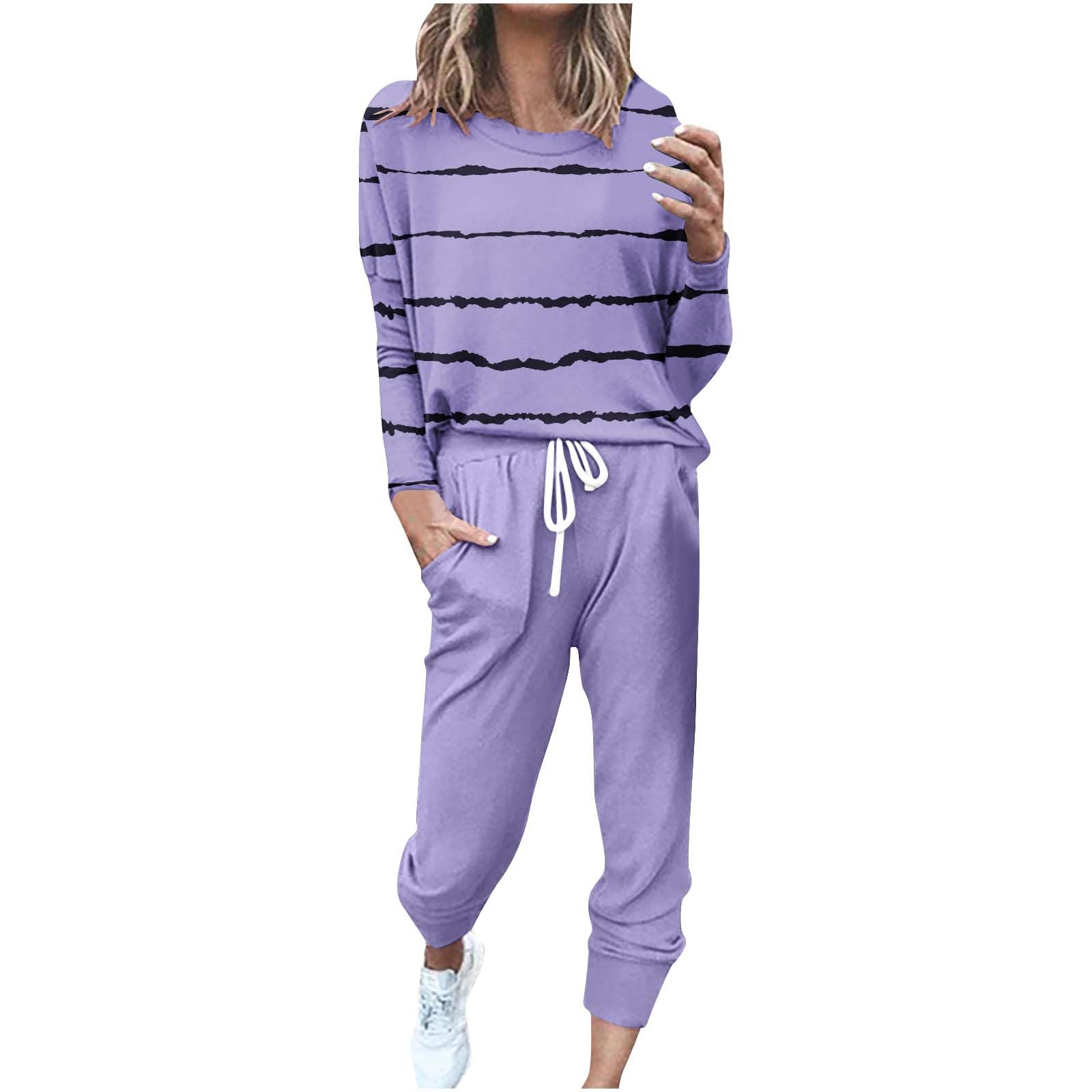 Jxsoyen Women's 2-Piece Lounge Set - Crewneck Long Sleeve Top & Drawstring Jogger Pants Tracksuit Outfit | Comfortable Casual Wear for Home, Yoga, Running & Travel