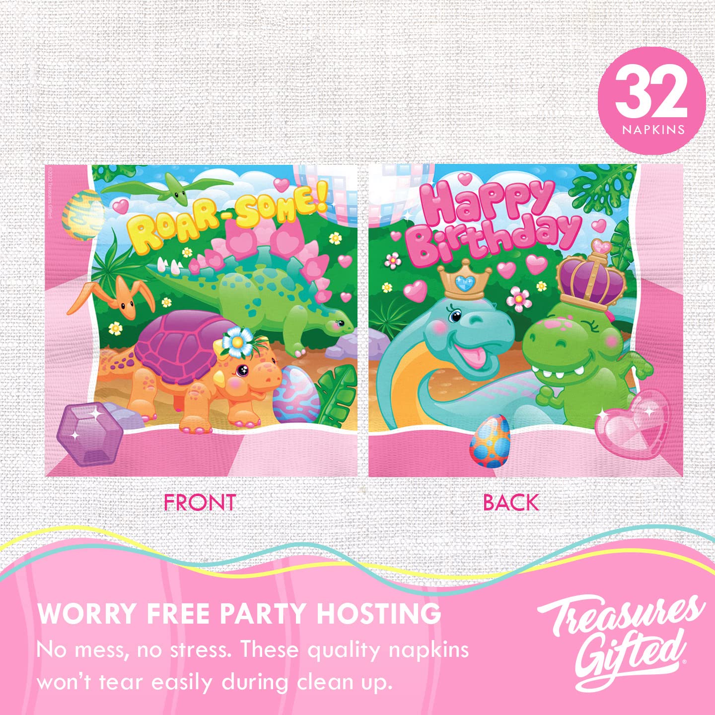Dinosaur Party Decorations for Girls - Ultimate 24-Piece Birthday Party Set - Dinosaur Themed Party Supplies for Girls - Perfect for Birthday Celebrations, Themed Events & Kids' Parties