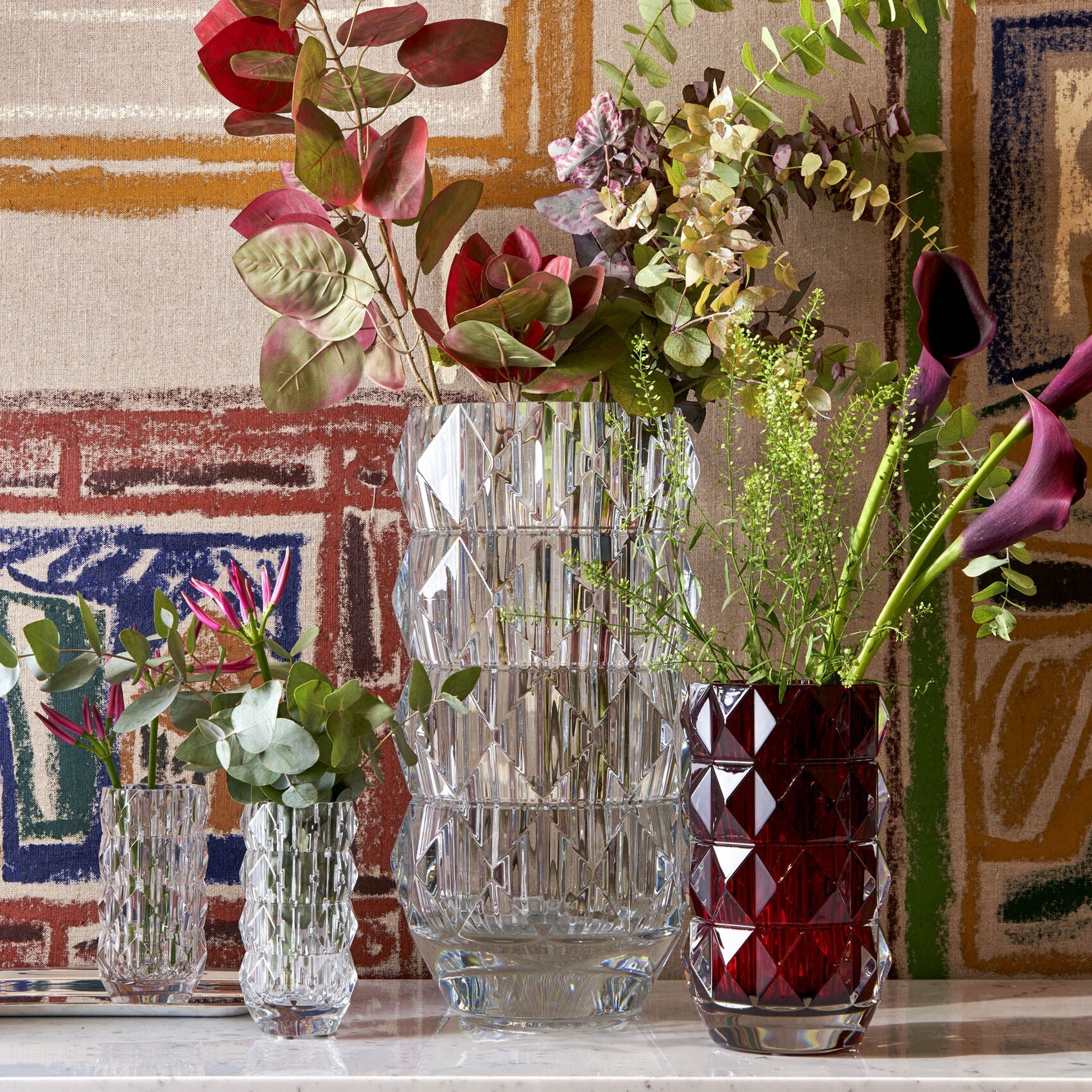 Louxor Round Glass Vase - Small Clear Decorative Flower Vase for Home, Office, Wedding & Table Centerpiece Decor