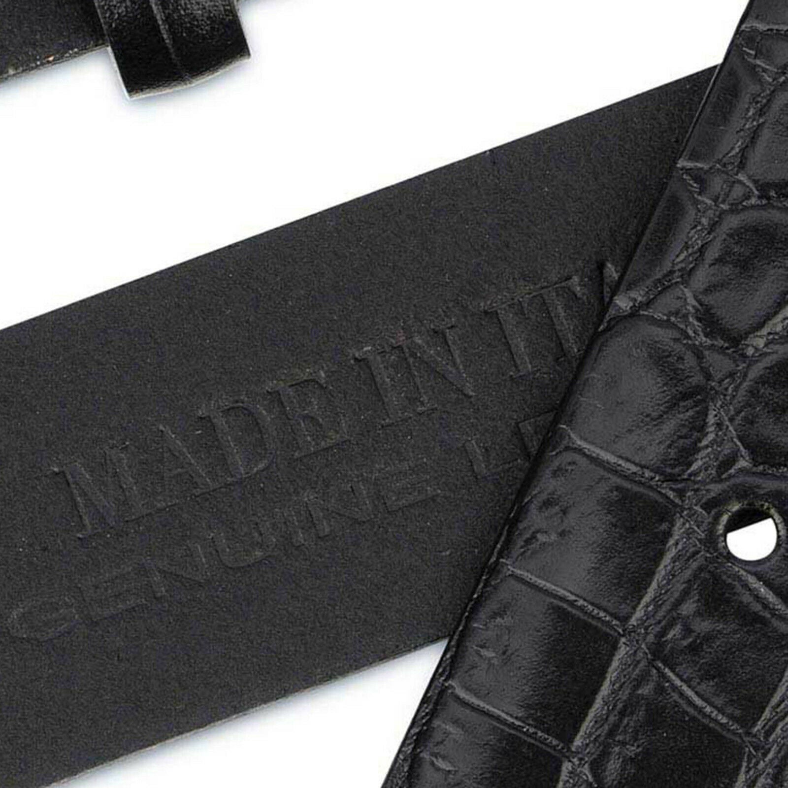 Genuine Leather Croco Embossed Belt Strap - 35mm Black Replacement Band for Ferragamo Buckles | Classic Dress Belt for Men, Office Wear & Formal Occasions