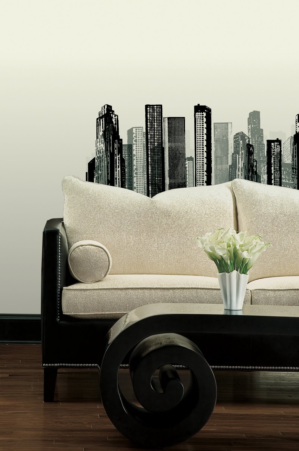 RoomMates RMK1602GM Black Cityscape Peel and Stick Giant Wall Decal - Perfect for Home, Office & Dorm Room Decor
