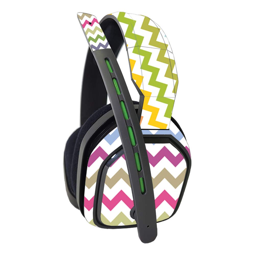 MightySkins Vinyl Decal Wrap Cover for Astro A10 Headset - Rainbow Chevron Design | Protective & Durable Skin | Easy to Apply & Remove | Made in USA | Perfect for Gaming, Streaming & Personalization