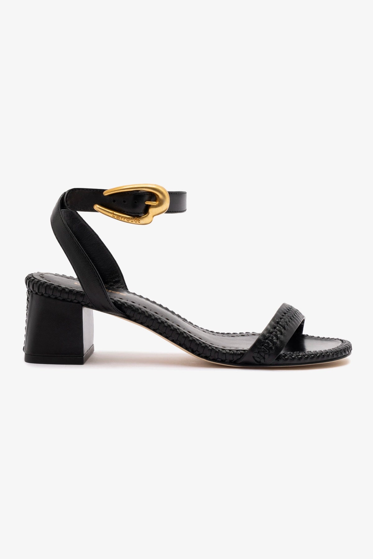 Verona Block Heel Sandals for Women - Genuine Black Leather Comfortable Slip-On Dress Shoes for Office, Party & Casual Wear