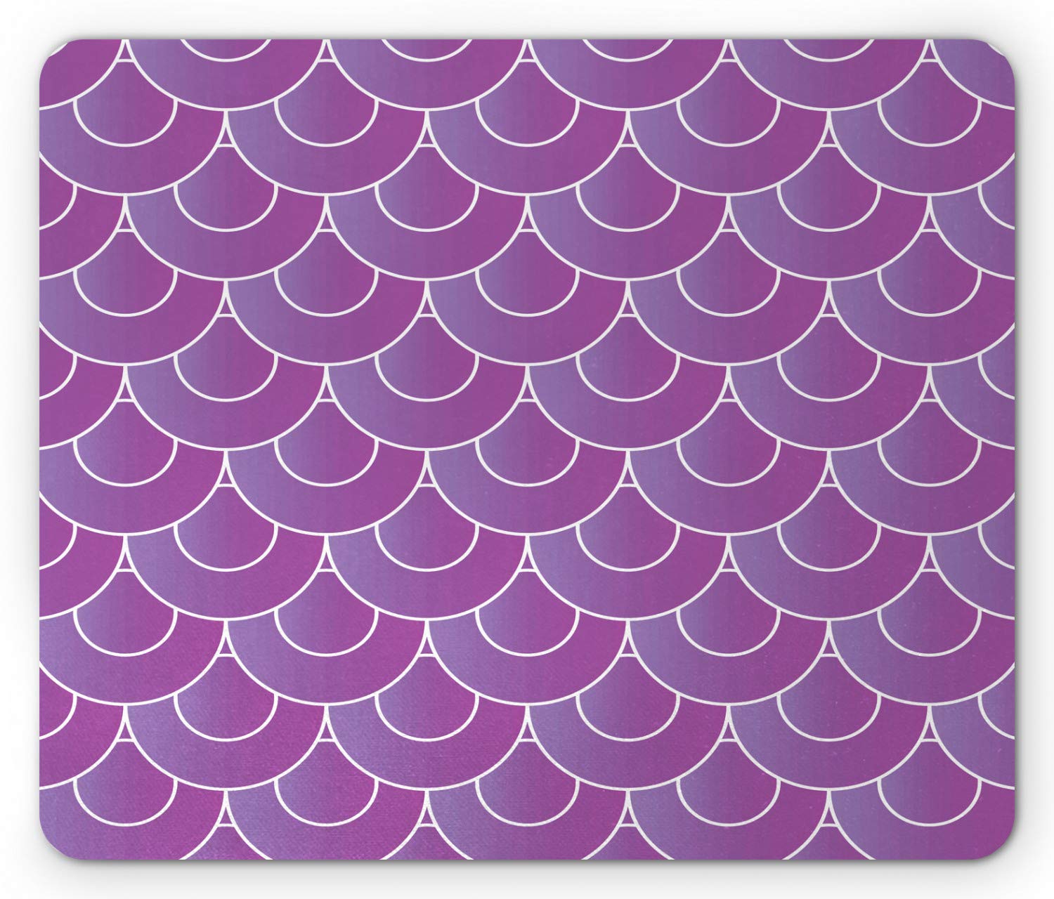 Ambesonne Abstract Mouse Pad - Vibrant Geometric Pattern with Japanese Style Half Circles, Non-Slip Rubber Base, Standard Size (Fuchsia & White) - Perfect for Office, Gaming & Home Computer Setup