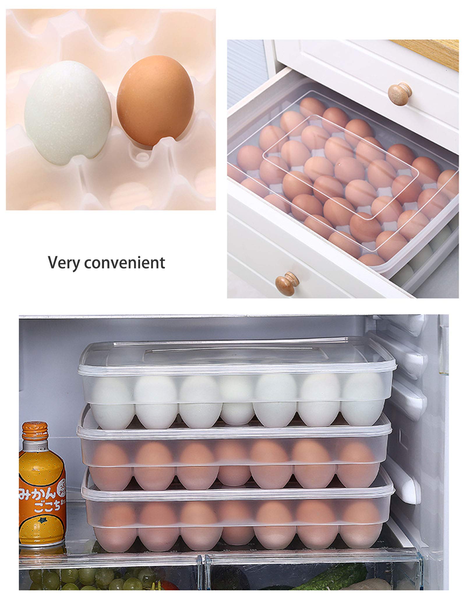 34 Grid Large Capacity Egg Storage Box - 2 Pack Egg Holder Tray for Refrigerator, Fresh Food Container & Organizer - Perfect for Kitchen, Pantry, and Refrigerator Organization