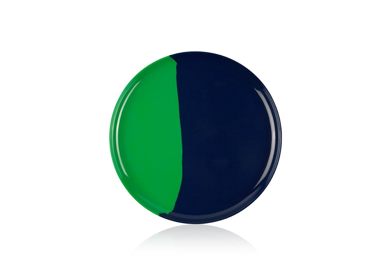 Premium 1/2 & 1/2 Melamine Dinner Plates - Green & Navy Set of 4 - Durable & Lightweight for Outdoor Dining, Picnics, Camping & Everyday Use