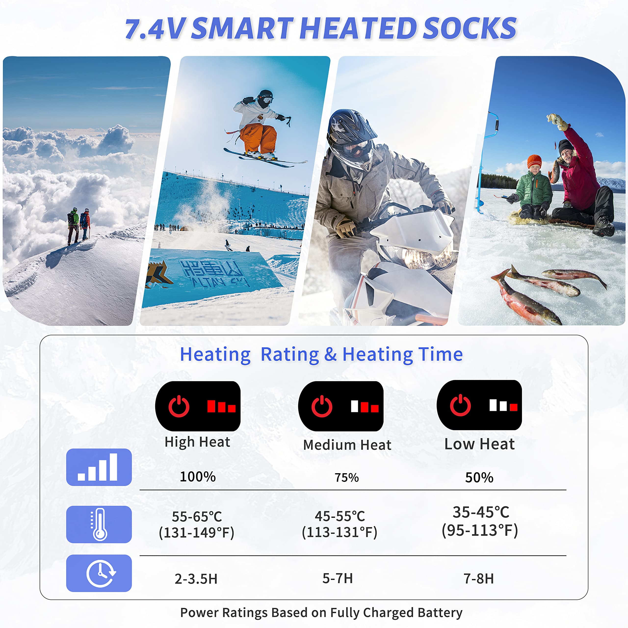 Dr.Warm Heated Socks with APP Remote Control - 3000mAh 7.4V Rechargeable Battery Heating Socks for Men & Women - Winter Foot Warmers for Outdoor Activities Like Hunting, Ice Fishing, Camping, Hiking & Skiing - Perfect for Cold Weather Adventures