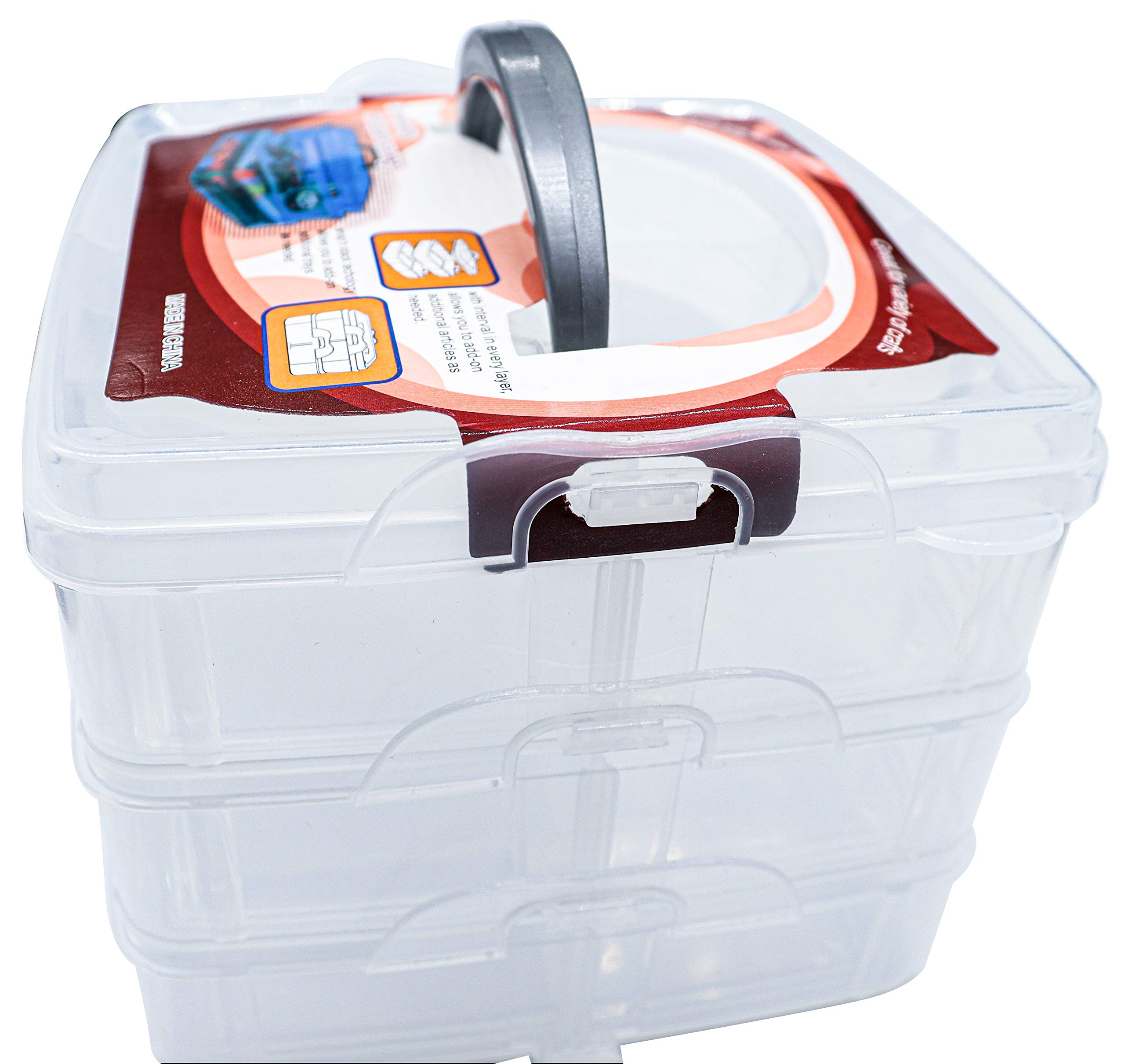 3-Layer Stackable Craft Organizer Box with Adjustable Compartments - Perfect for Jewelry, Hardware, Art Supplies, Beads & Beauty Accessories | Portable Storage Solution for DIY Crafts, Home Organization & Kids Toys