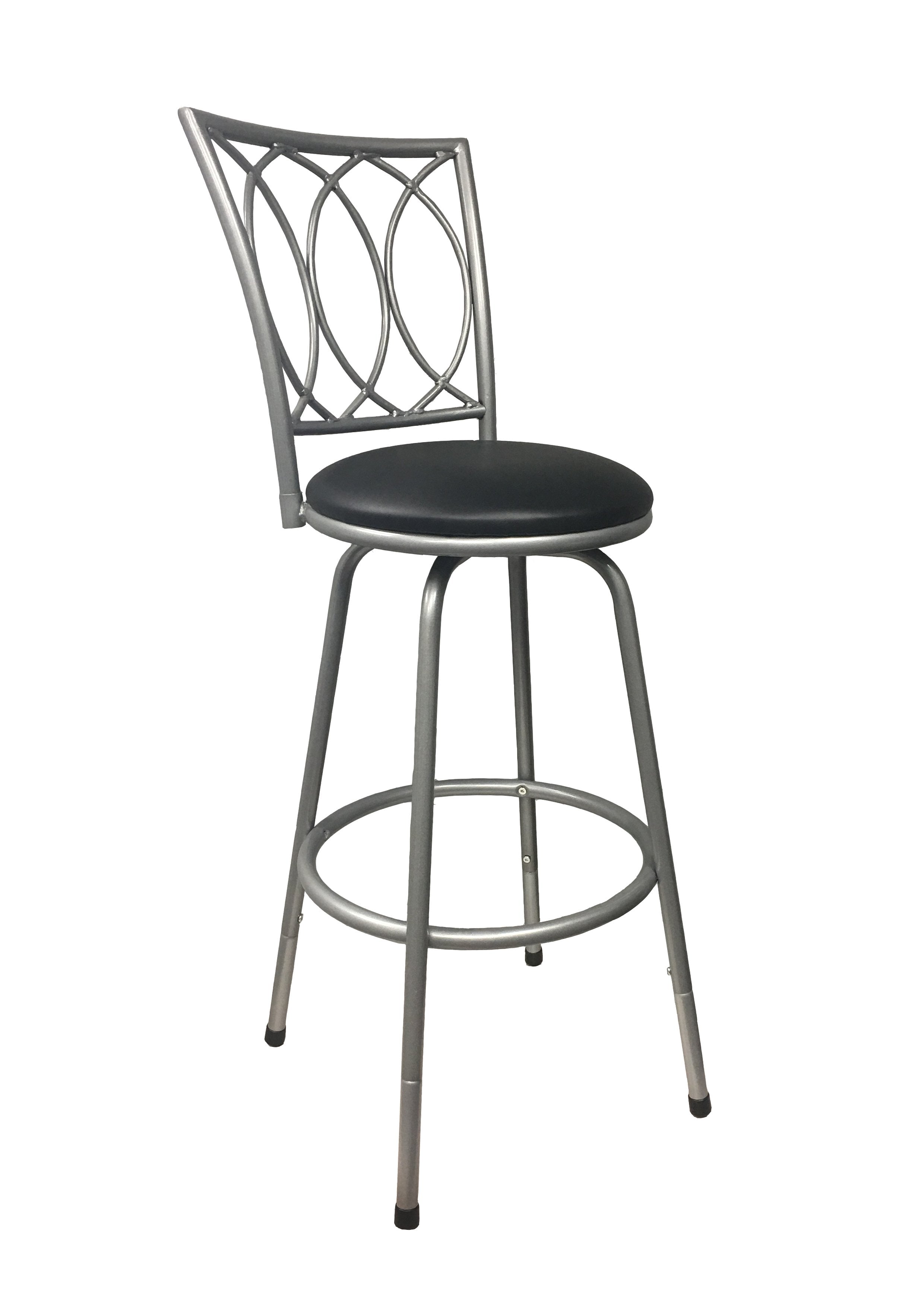 Redico Adjustable Bar/Counter Height Metal Barstool - Powder Coated Silver Finish - Durable & Comfortable Bar Stool for Kitchen Island, Breakfast Nook & Home Bar