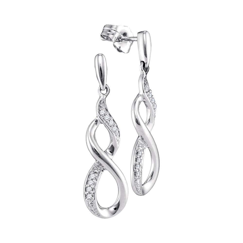 10K White Gold Women's Round Diamond Infinity Dangle Earrings - 1/20 Cttw - Elegant Jewelry Gift for Anniversary, Wedding & Special Occasions