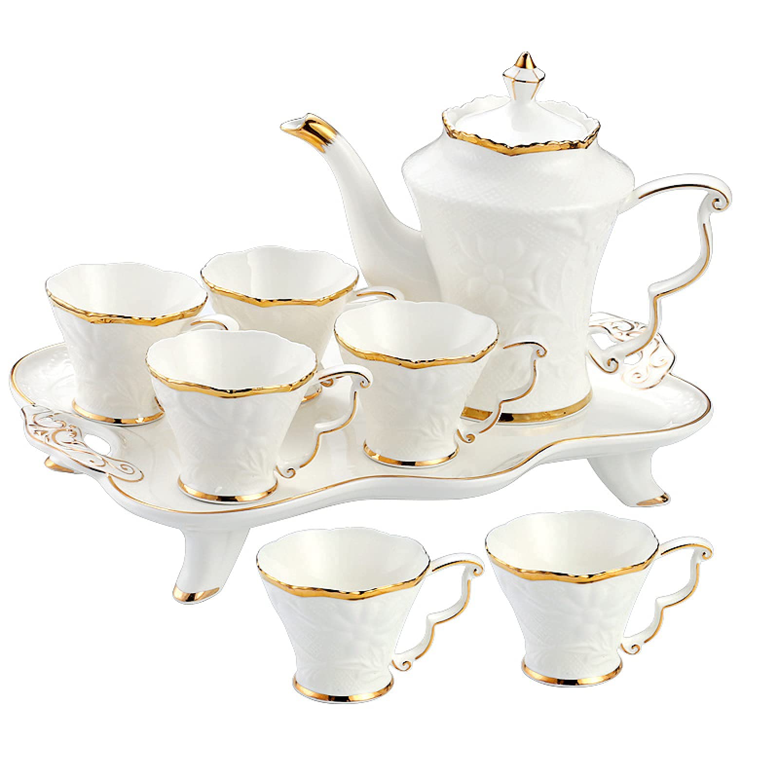 Elegant Porcelain Coffee & Tea Set with Teapot and Saucer - Floral Design for Adults | Perfect for Afternoon Tea, Flowering Tea, and Home Decor