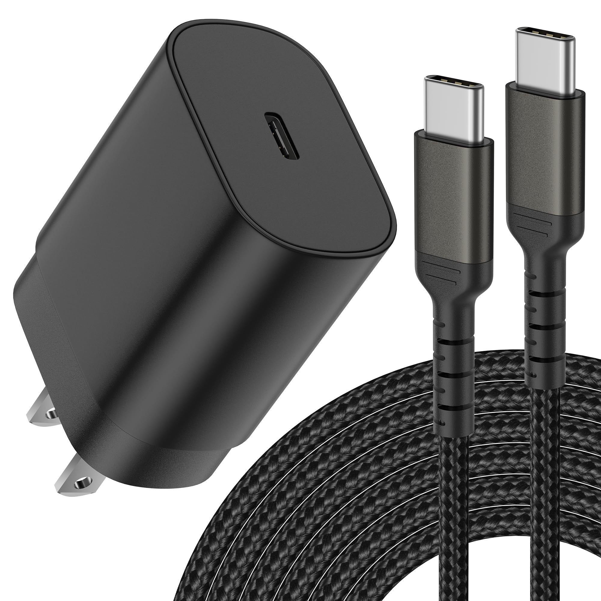 25W USB C Fast Charger Block with 6FT USB-C to USB-C Cable - Compatible with Samsung Galaxy S23 Ultra/Z Flip/Fold, Google Pixel 8, iPad Air 4th & iPhone 15 Pro - Quick Wall Charger for Home, Office & Travel