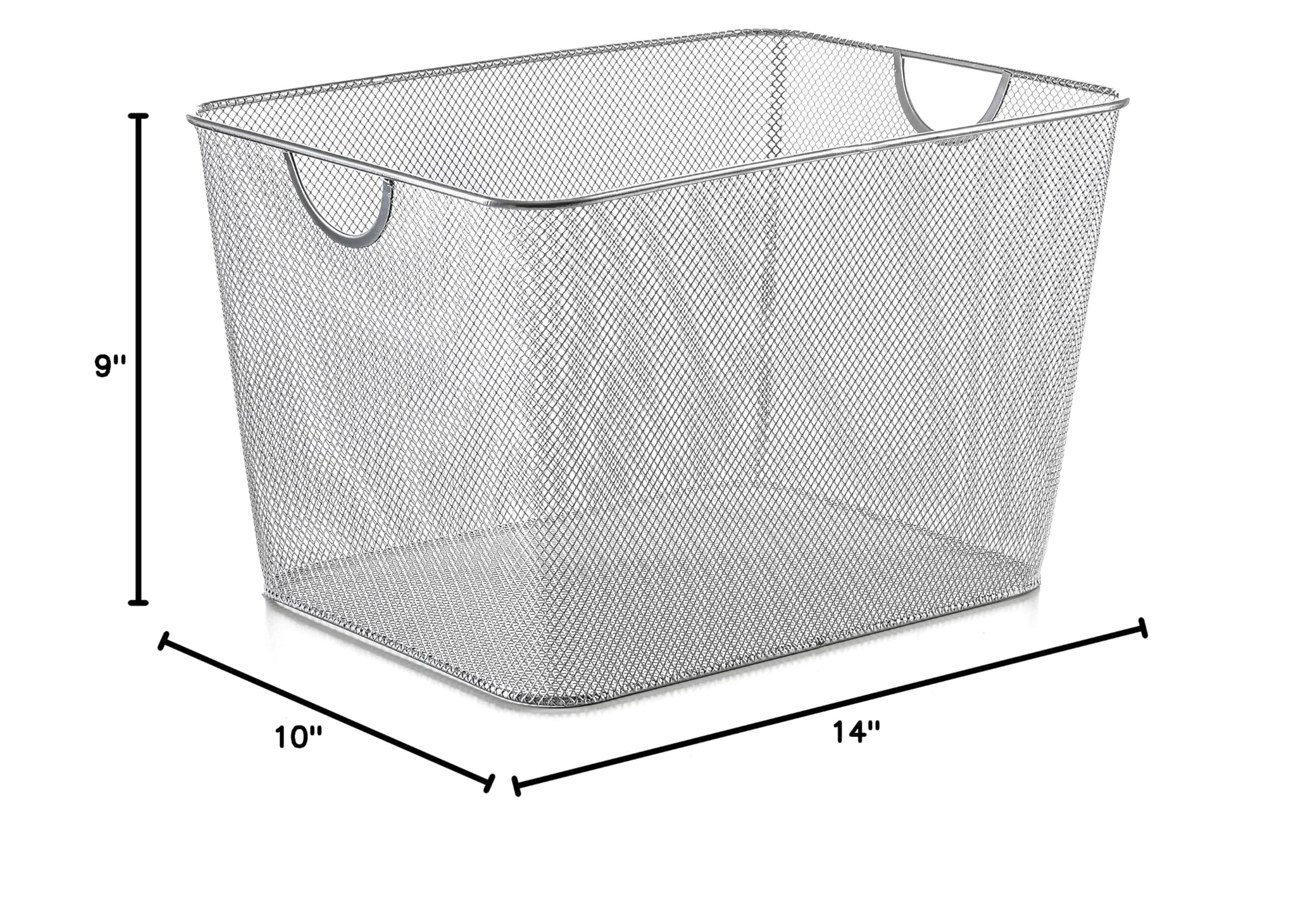 YBM Home Mesh Wire Storage Basket - Multipurpose Steel Wire Organizer for Shelves, Pantry, Kitchen, Office & Laundry | Perfect for Organizing Supplies, Toiletries & Household Items | Space-Saving Storage Solution for Home & Office Use
