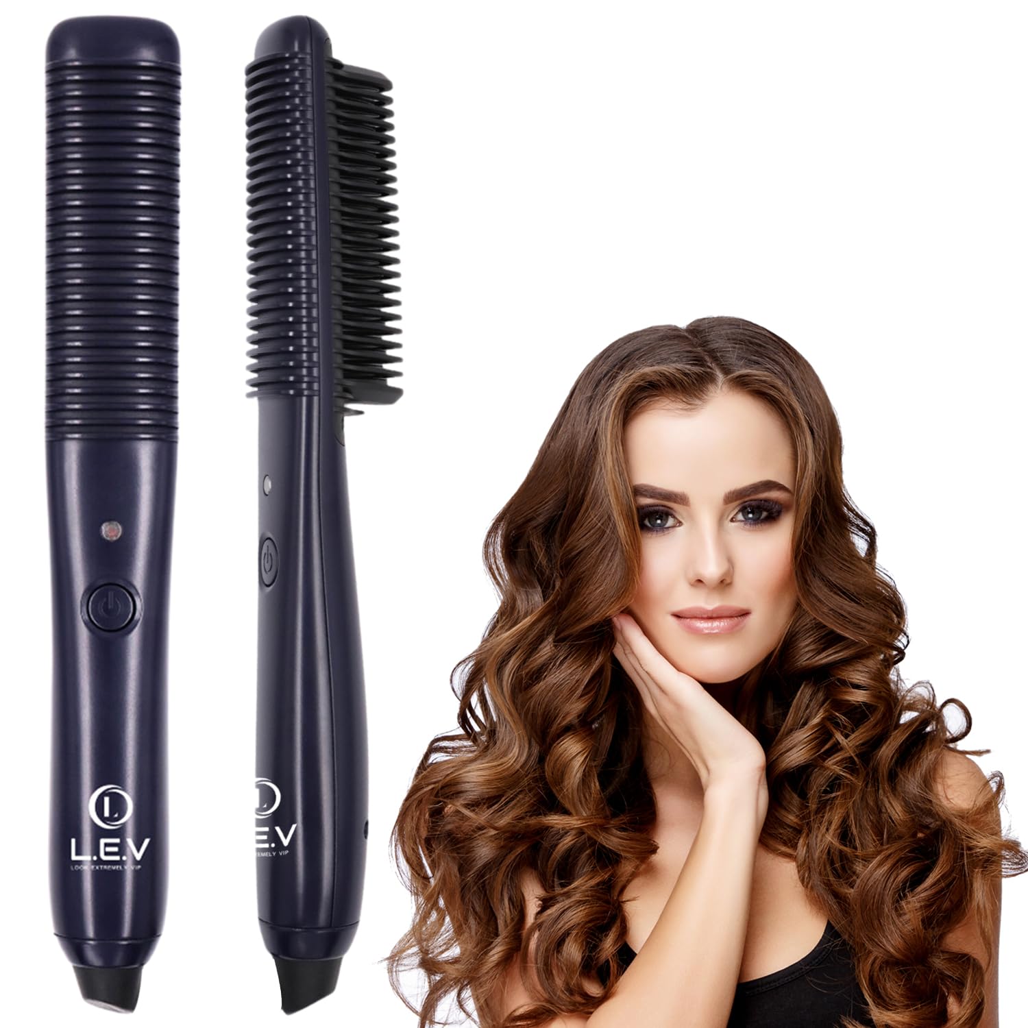 LEV Hair Pro Glider - 2-in-1 Curling & Straightening Iron for All Hair Types | Ionic Silk Flat Iron with Rapid Heat up to 450°F | Perfect for Curly, Fine, Frizzy Hair Styling at Home, Salon & Travel